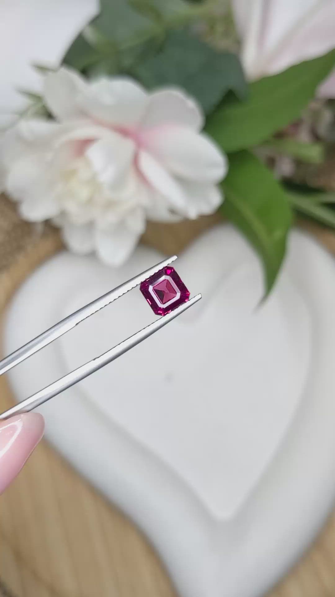 1.76 Ct. Purplish Pink Rhodolite Garnet from Ceylon (Sri Lanka) Size Video