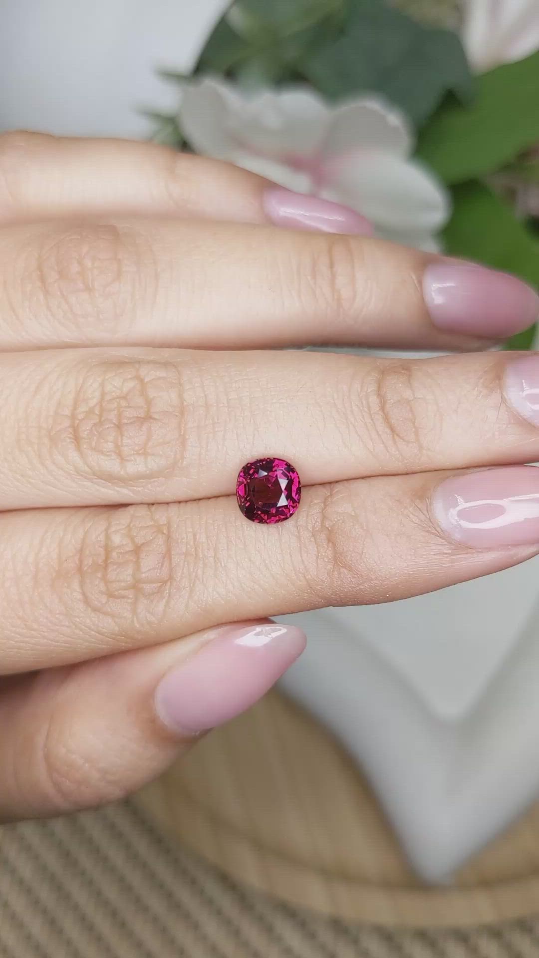 1.53 Ct. Purplish Red Rhodolite Garnet from Ceylon (Sri Lanka) Size Video
