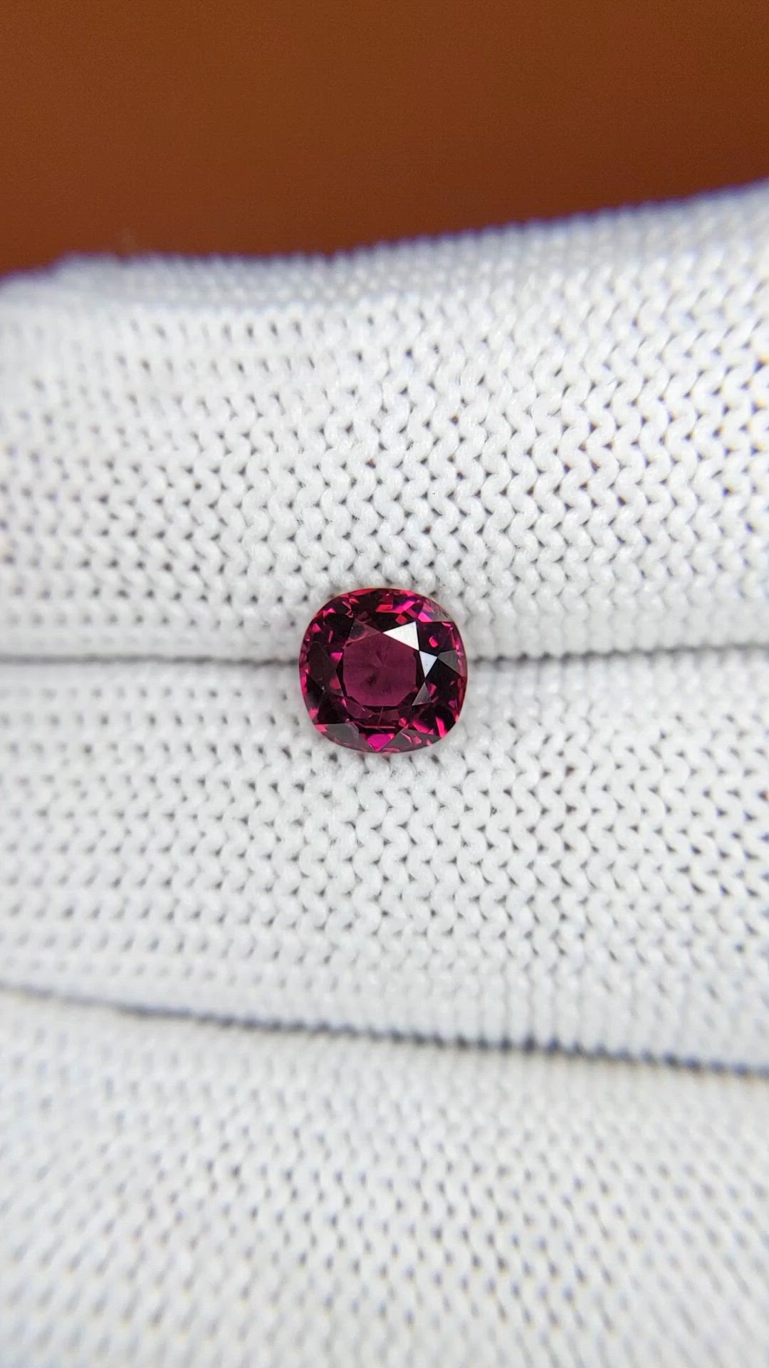 1.53 Ct. Purplish Red Rhodolite Garnet from Ceylon (Sri Lanka) Size Video