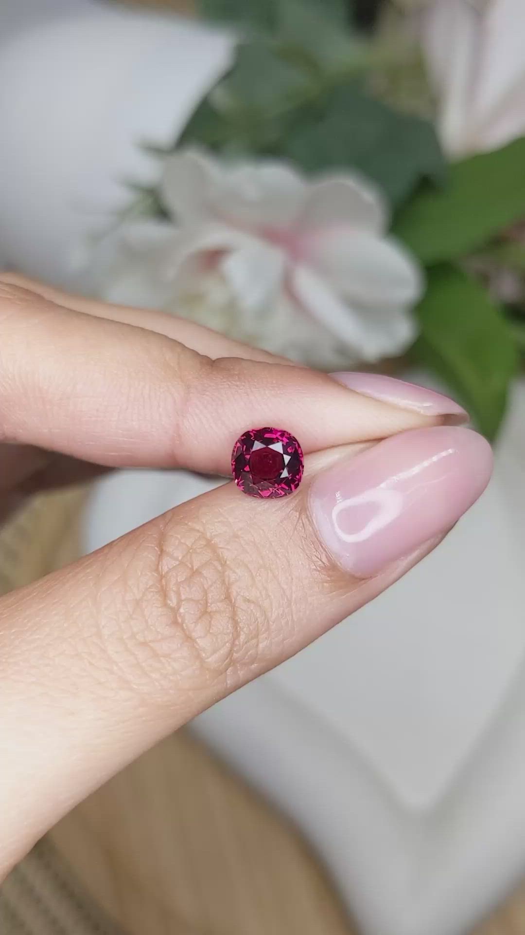 1.53 Ct. Purplish Red Rhodolite Garnet from Ceylon (Sri Lanka) Size Video