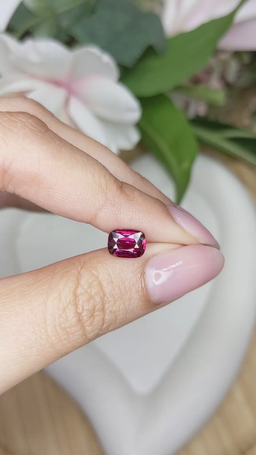 1.82 Ct. Purplish Pink Rhodolite Garnet from Ceylon (Sri Lanka) Size Video