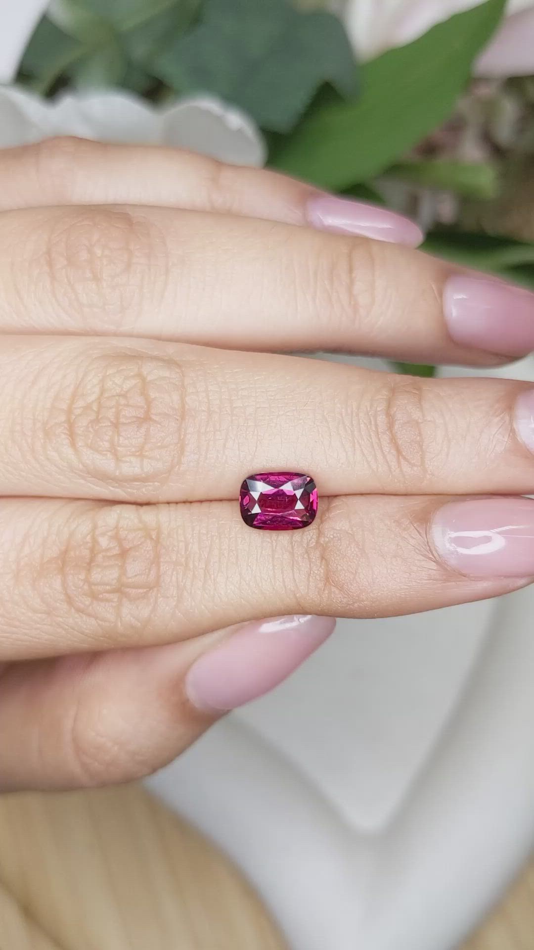 1.82 Ct. Purplish Pink Rhodolite Garnet from Ceylon (Sri Lanka) Size Video
