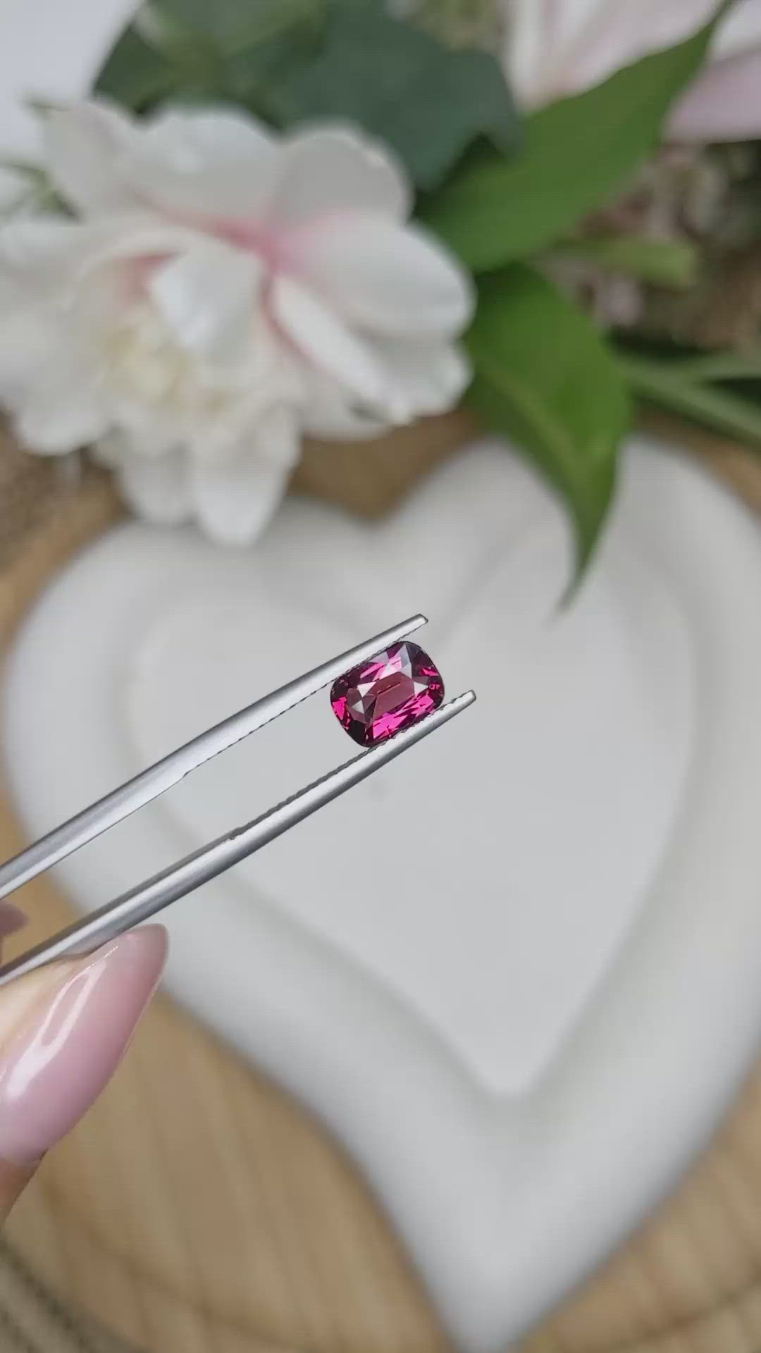 1.82 Ct. Purplish Pink Rhodolite Garnet from Ceylon (Sri Lanka) Size Video