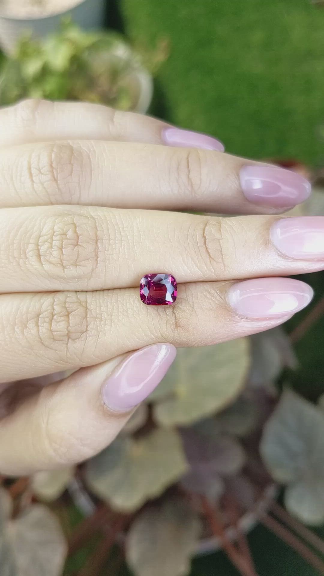 1.40 Ct. Purplish Pink Rhodolite Garnet from Ceylon (Sri Lanka) Size Video