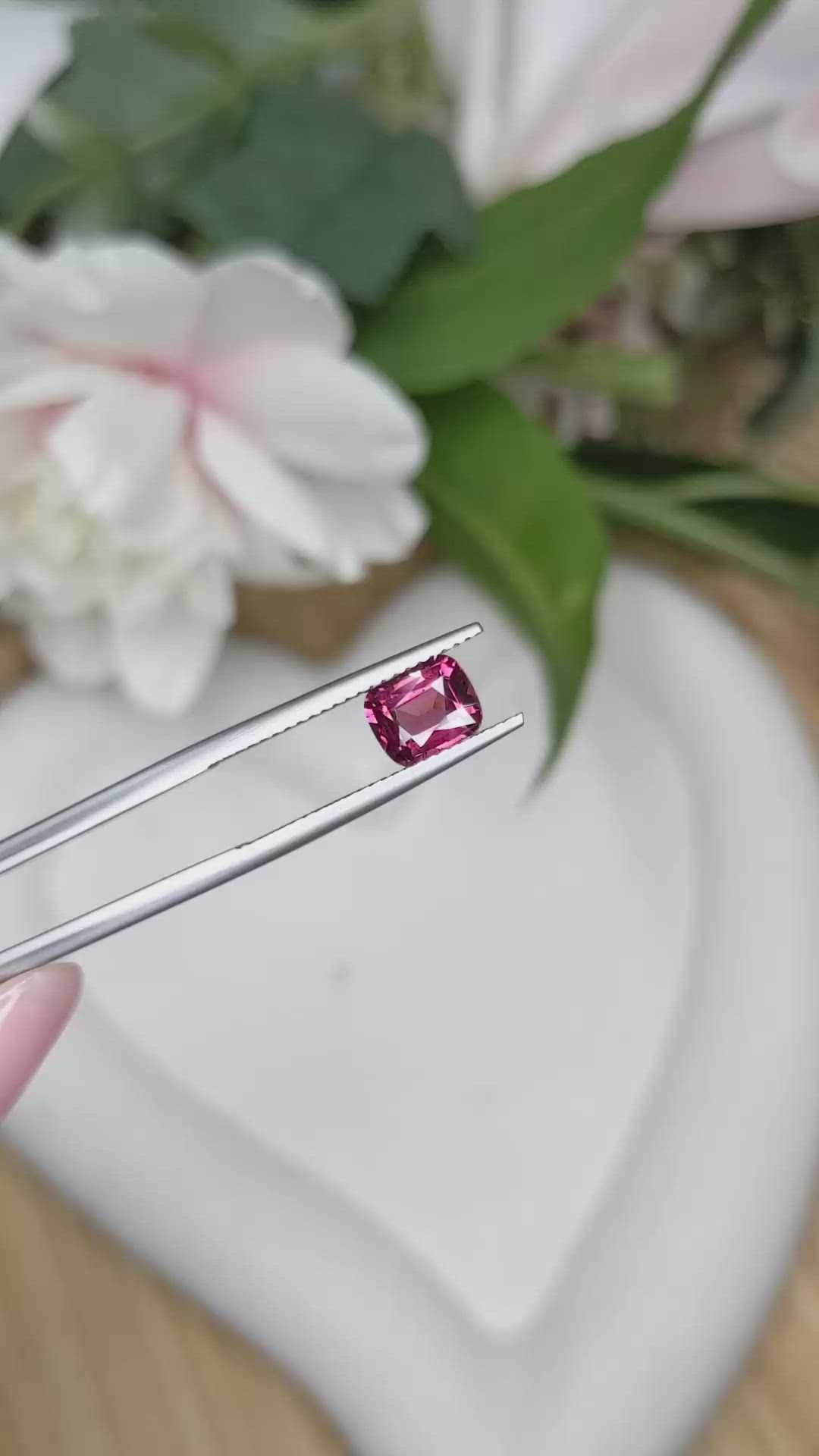 1.40 Ct. Purplish Pink Rhodolite Garnet from Ceylon (Sri Lanka) Size Video