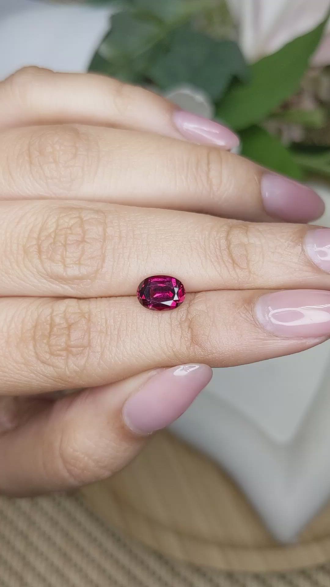 1.64 Ct. Purplish Pink Rhodolite Garnet from Ceylon (Sri Lanka) Size Video