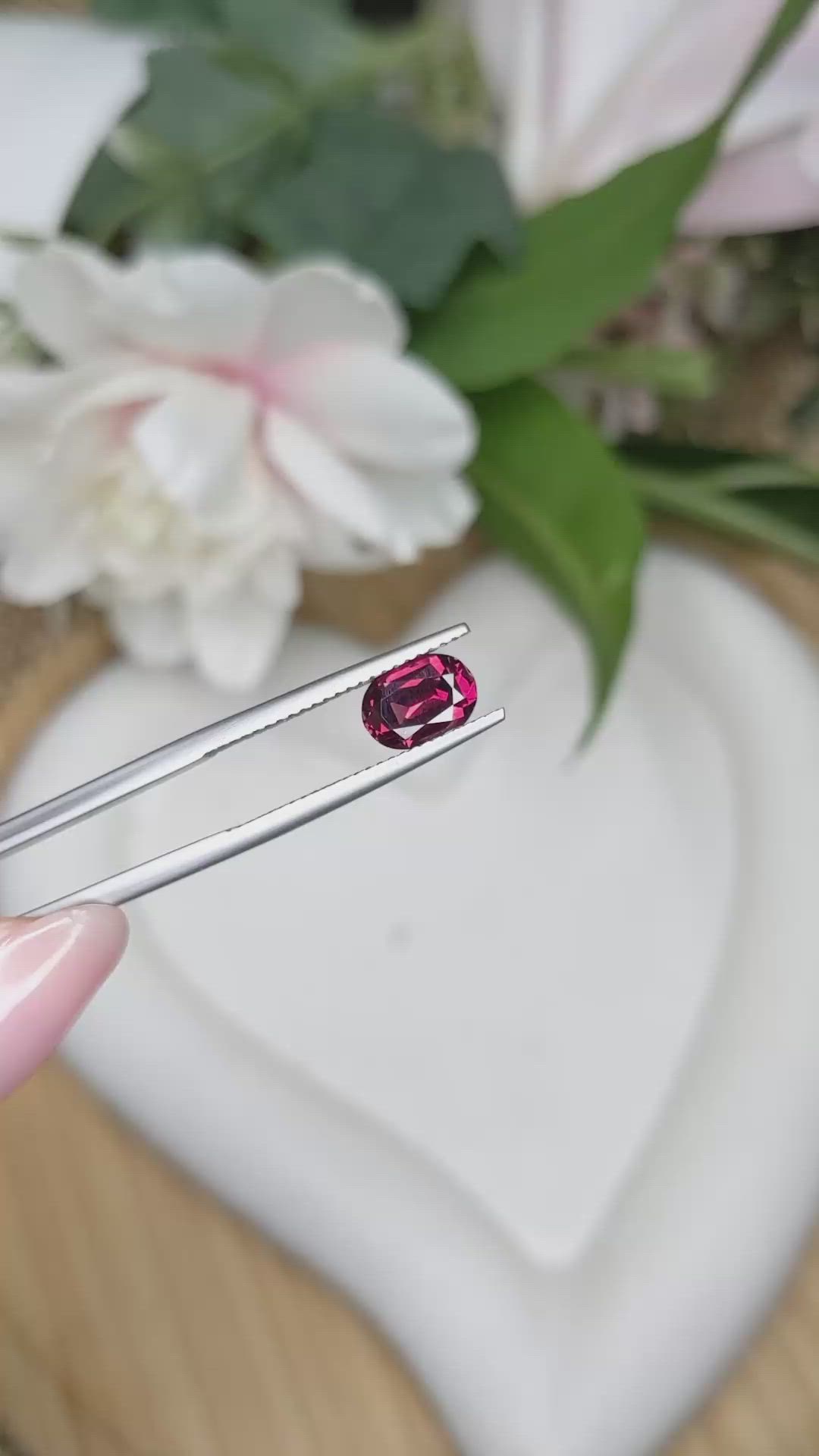 1.64 Ct. Purplish Pink Rhodolite Garnet from Ceylon (Sri Lanka) Size Video