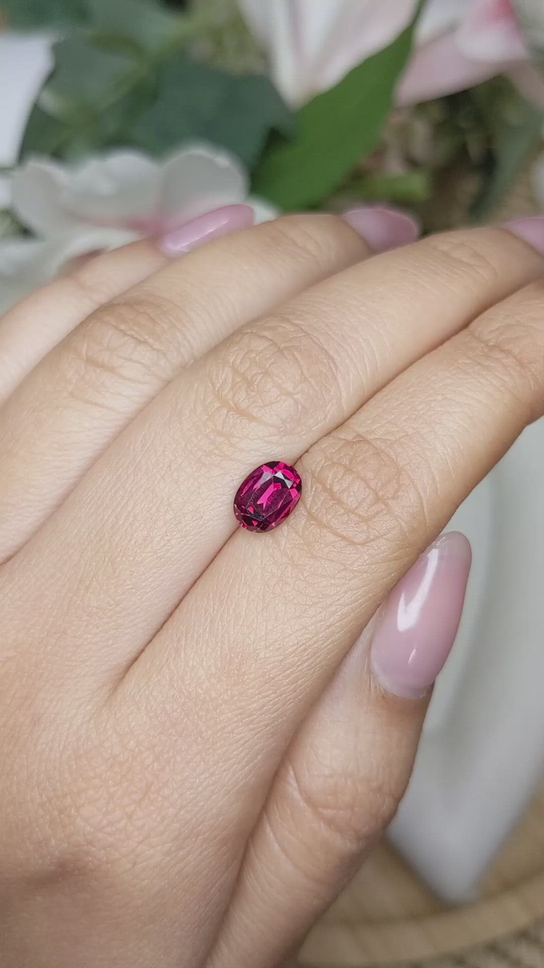 1.64 Ct. Purplish Pink Rhodolite Garnet from Ceylon (Sri Lanka) Size Video