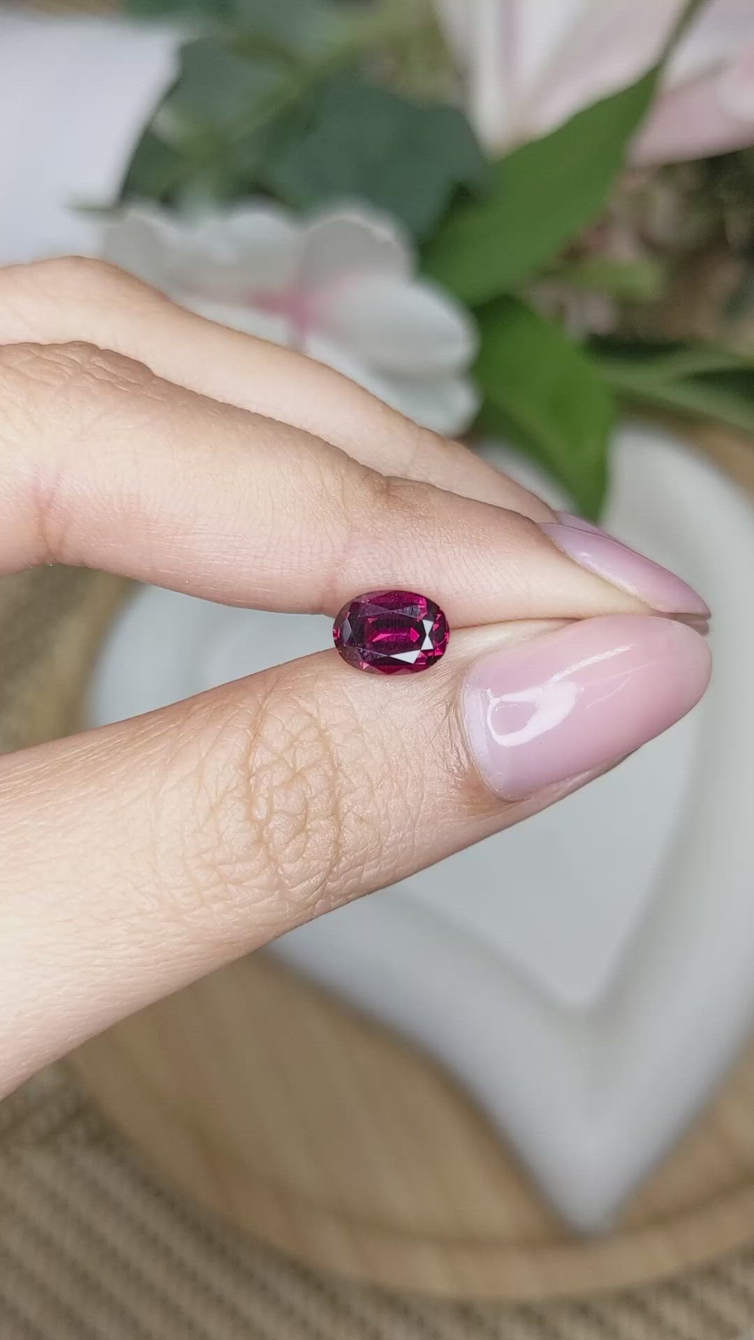 1.64 Ct. Purplish Pink Rhodolite Garnet from Ceylon (Sri Lanka) Size Video