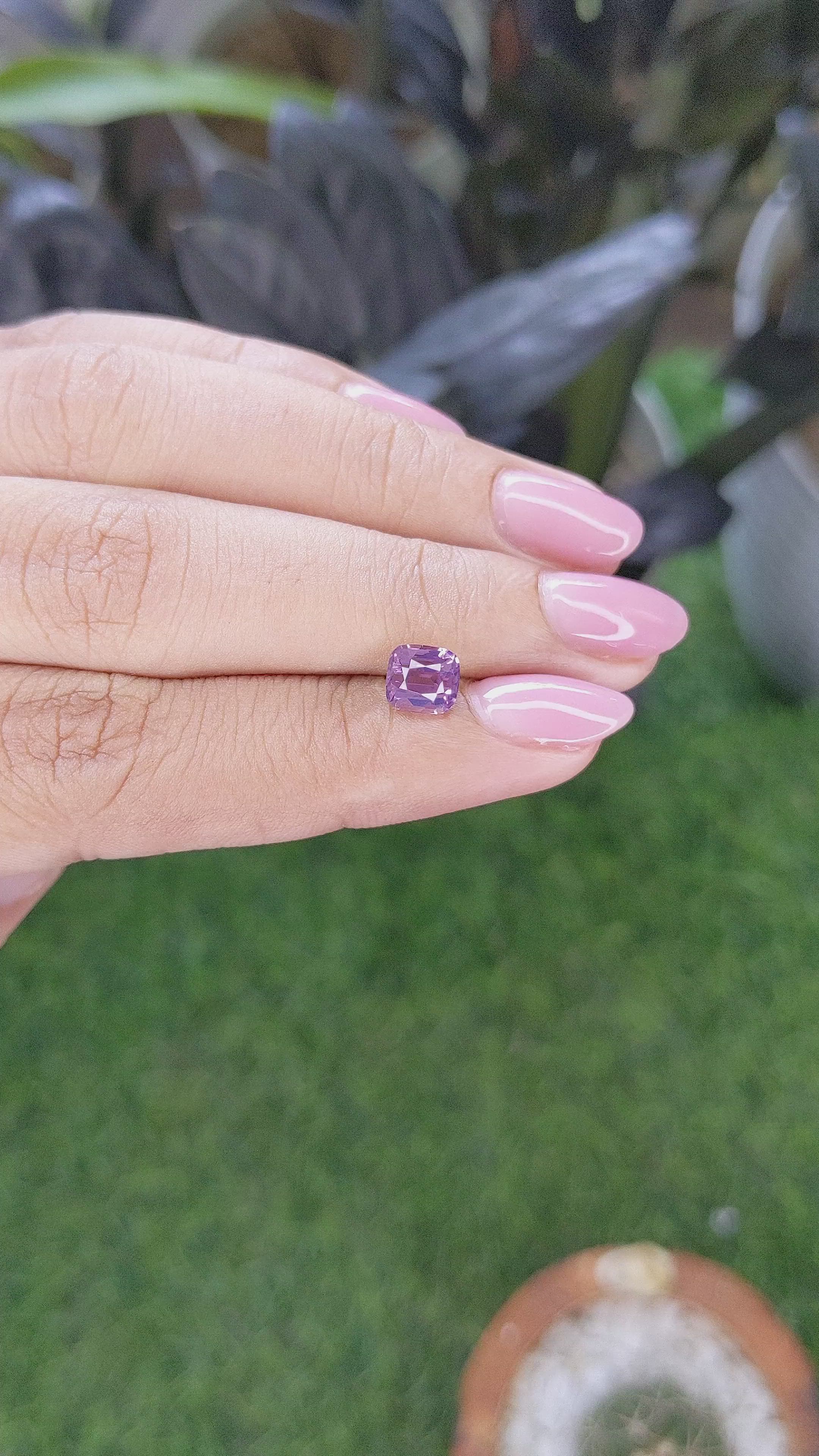 1.55 Ct. Pinkish Purple Spinel from Tanzania Size Video