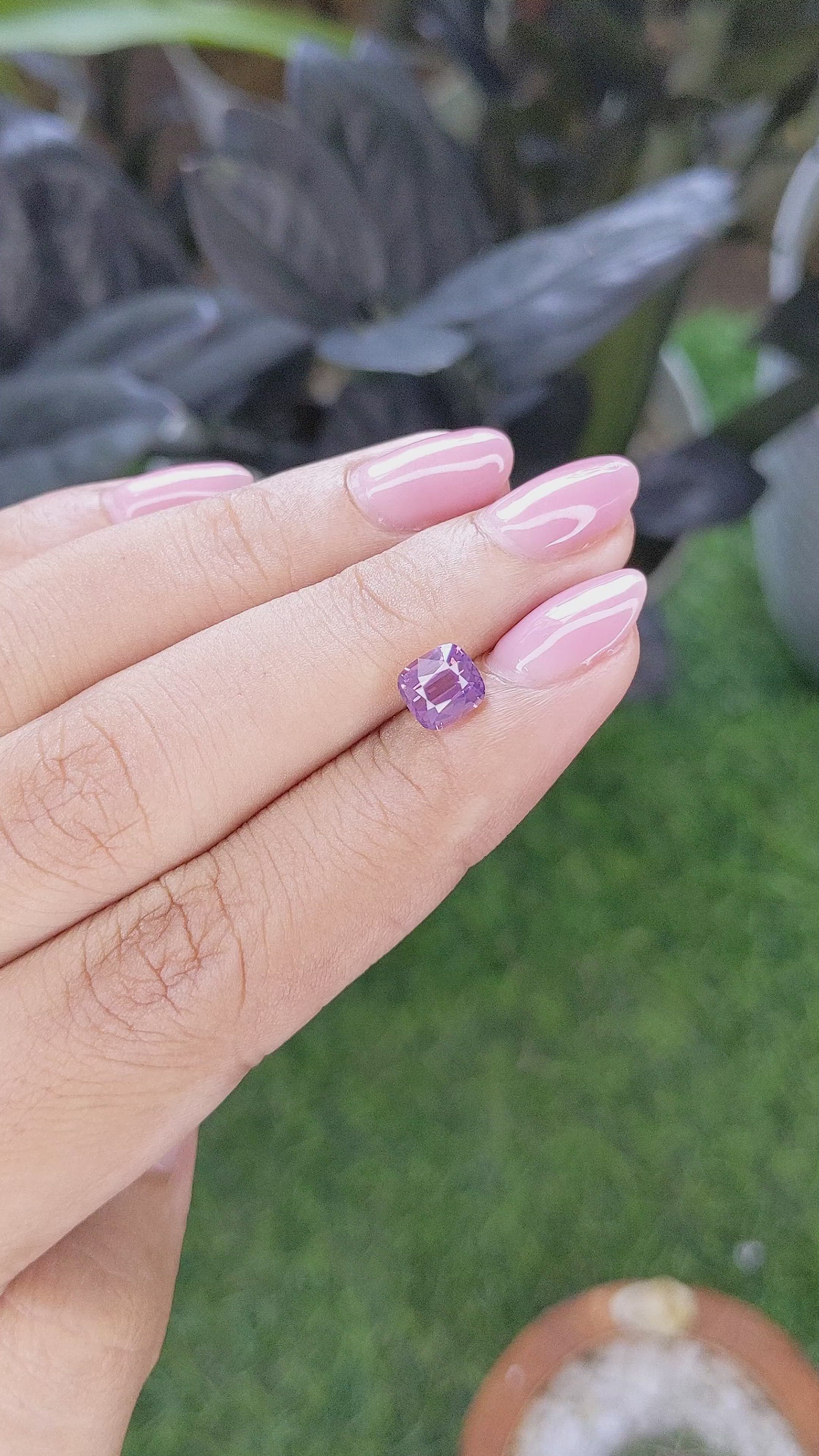 1.55 Ct. Pinkish Purple Spinel from Tanzania Size Video