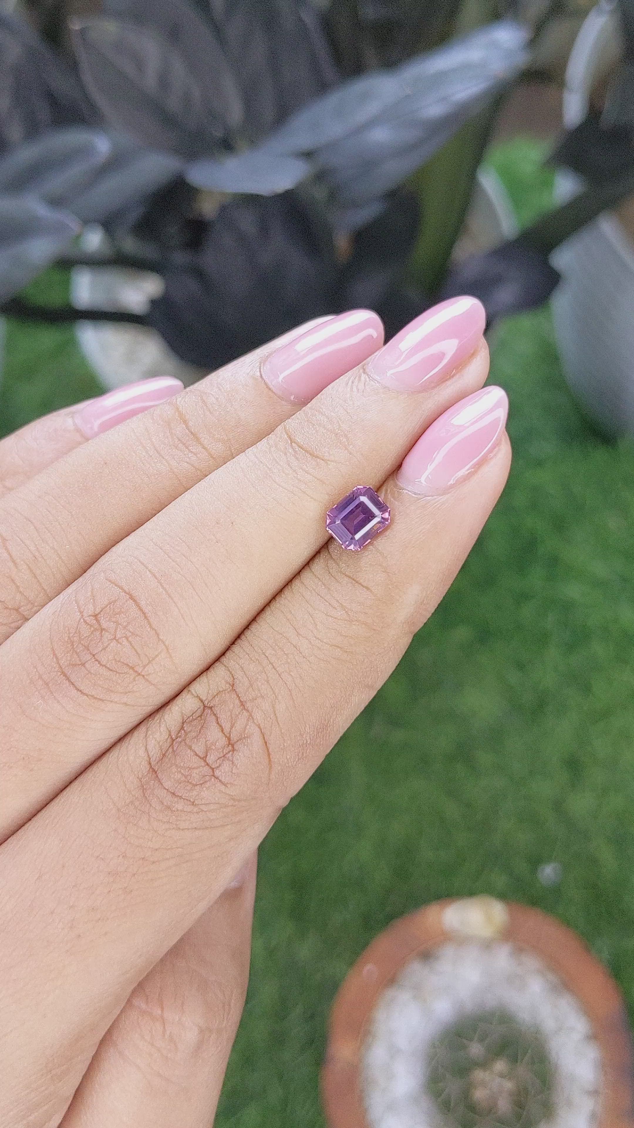 1.09 Ct. Pinkish Purple Spinel from Tanzania Size Video