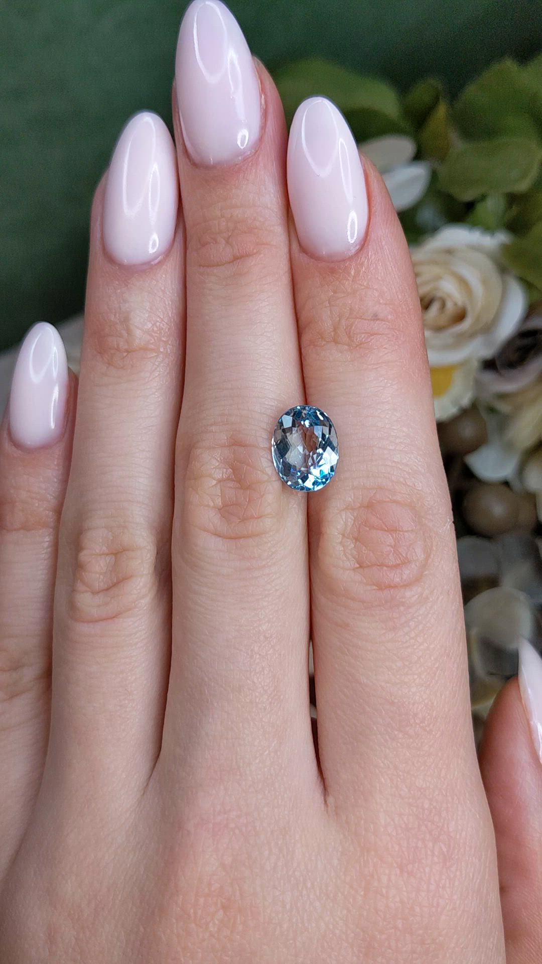 3.16 Ct. Blue Aquamarine from Brazil Size Video