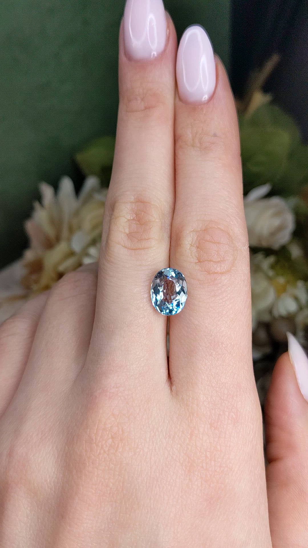 3.16 Ct. Blue Aquamarine from Brazil Size Video