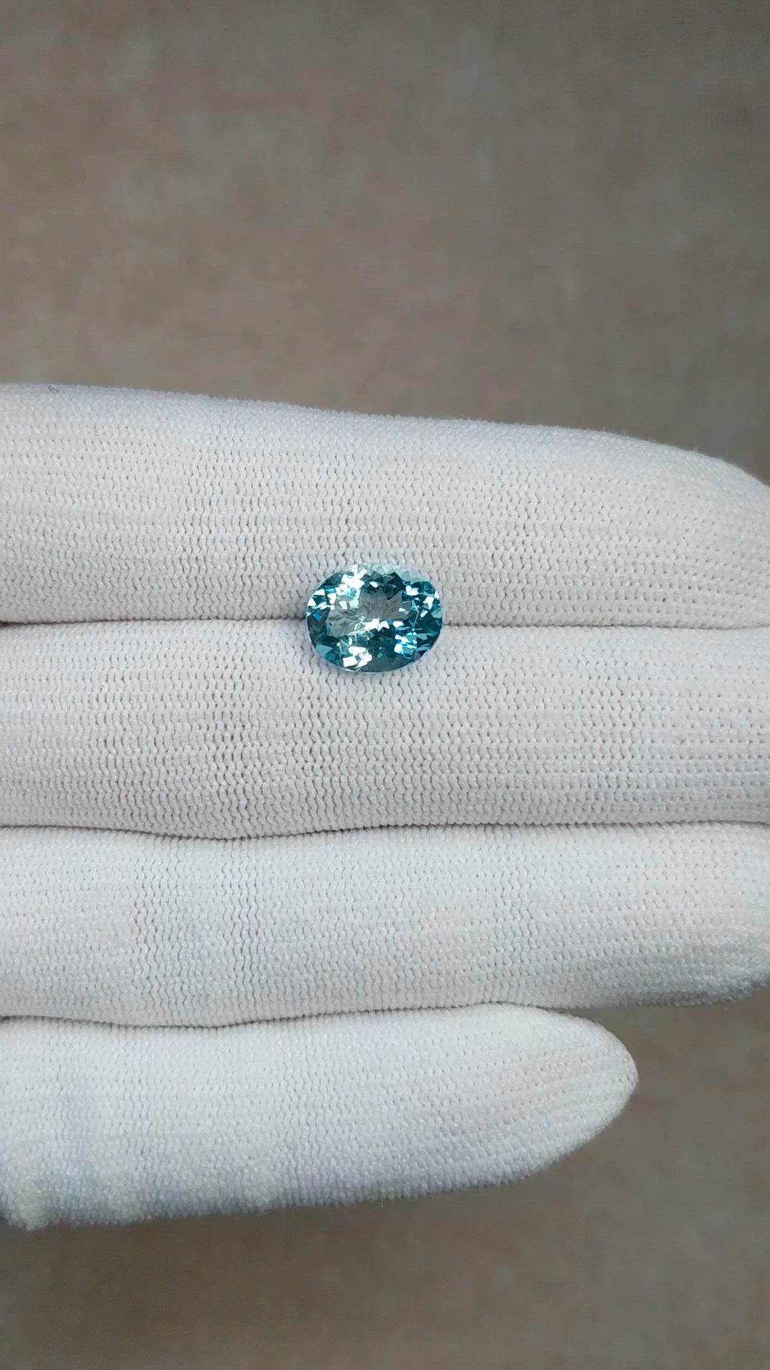 3.30 Ct. Blue Aquamarine from Brazil Size Video
