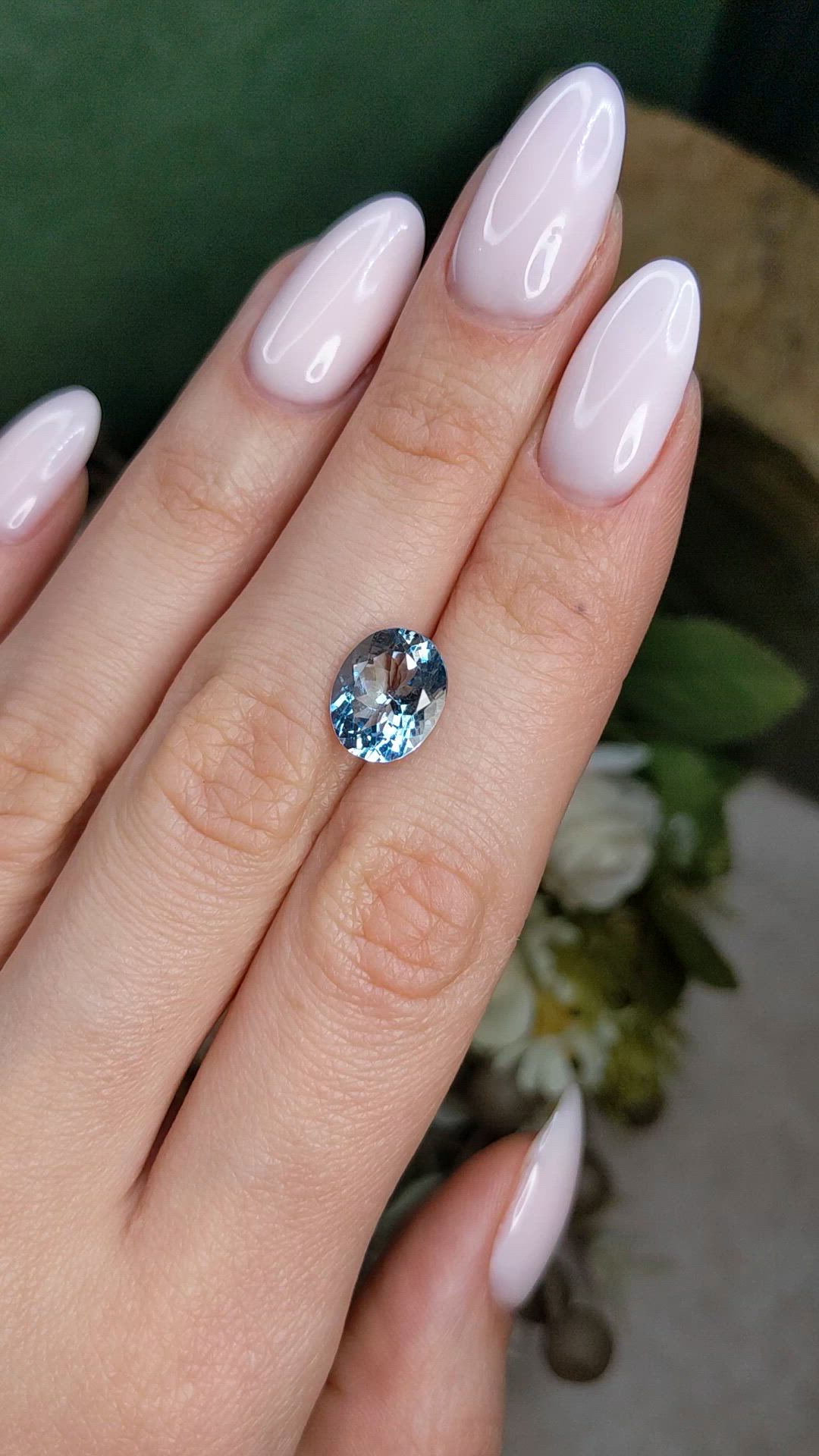 3.30 Ct. Blue Aquamarine from Brazil Size Video