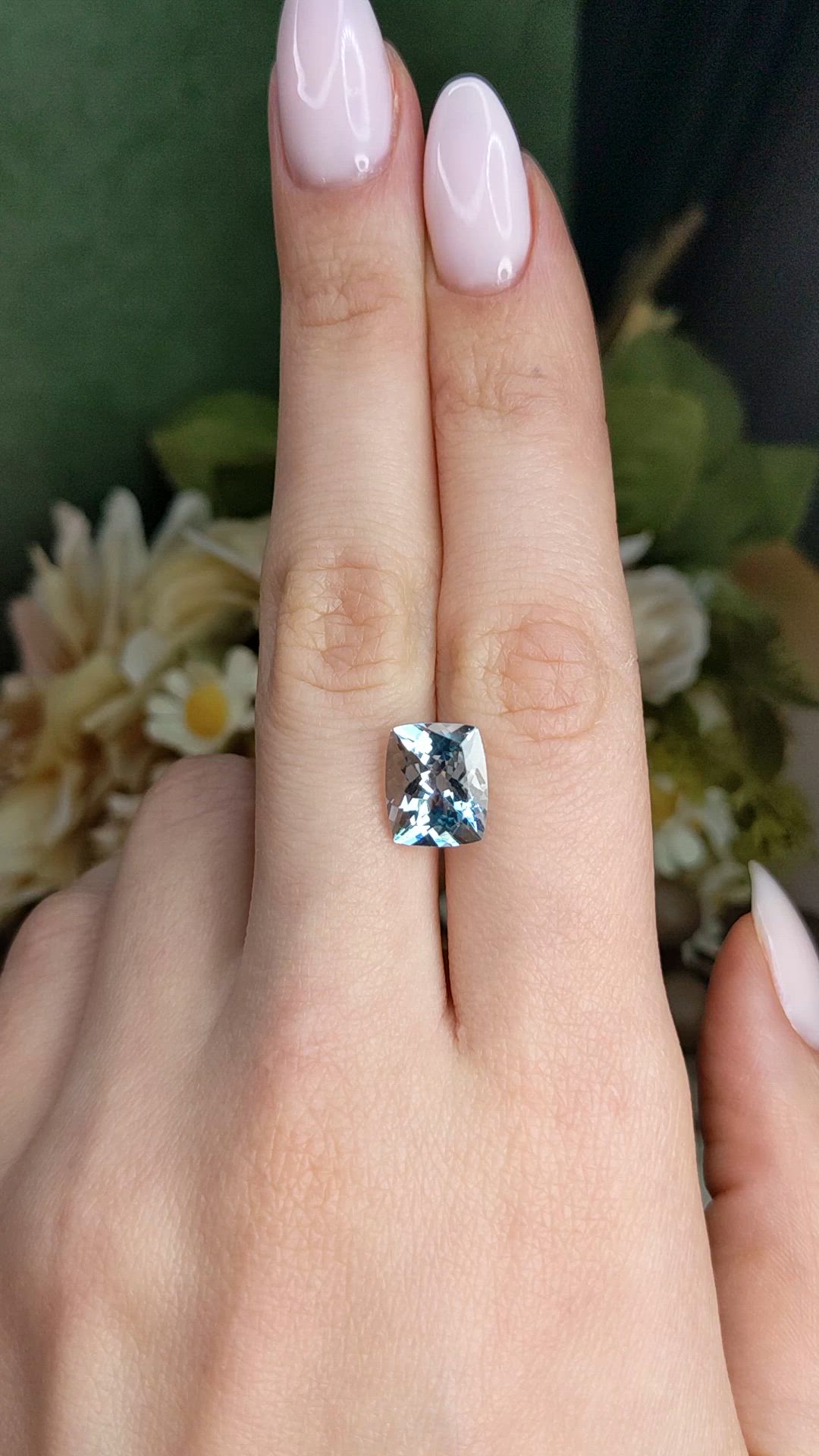 3.89 Ct. Blue Aquamarine from Brazil Size Video