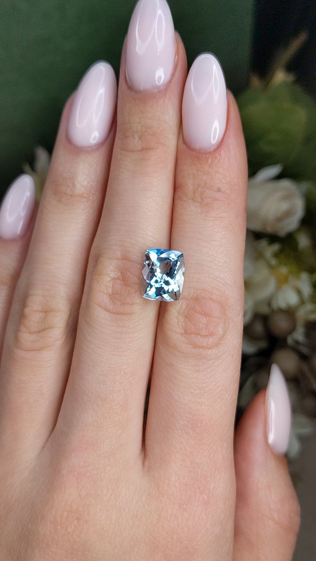 3.89 Ct. Blue Aquamarine from Brazil Size Video