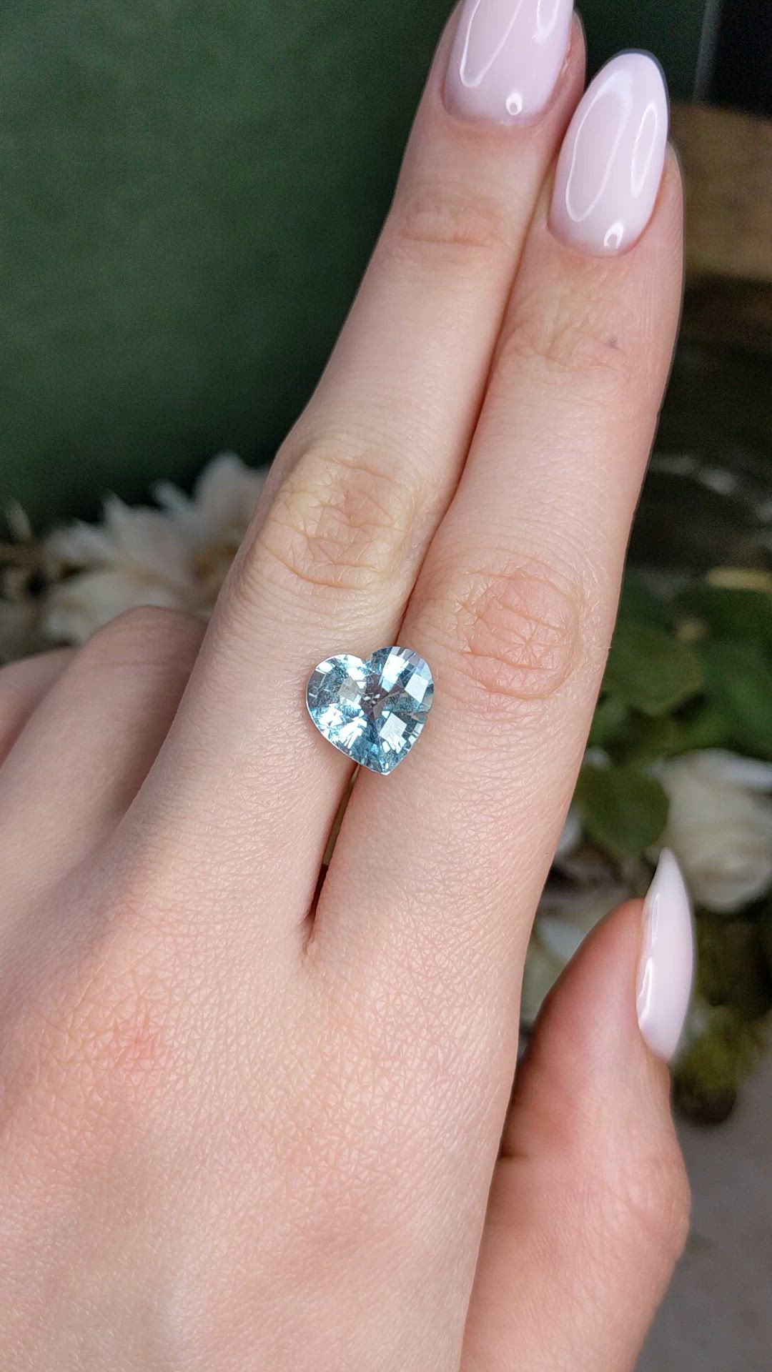 4.07 Ct. Greenish Blue Aquamarine from Brazil Size Video