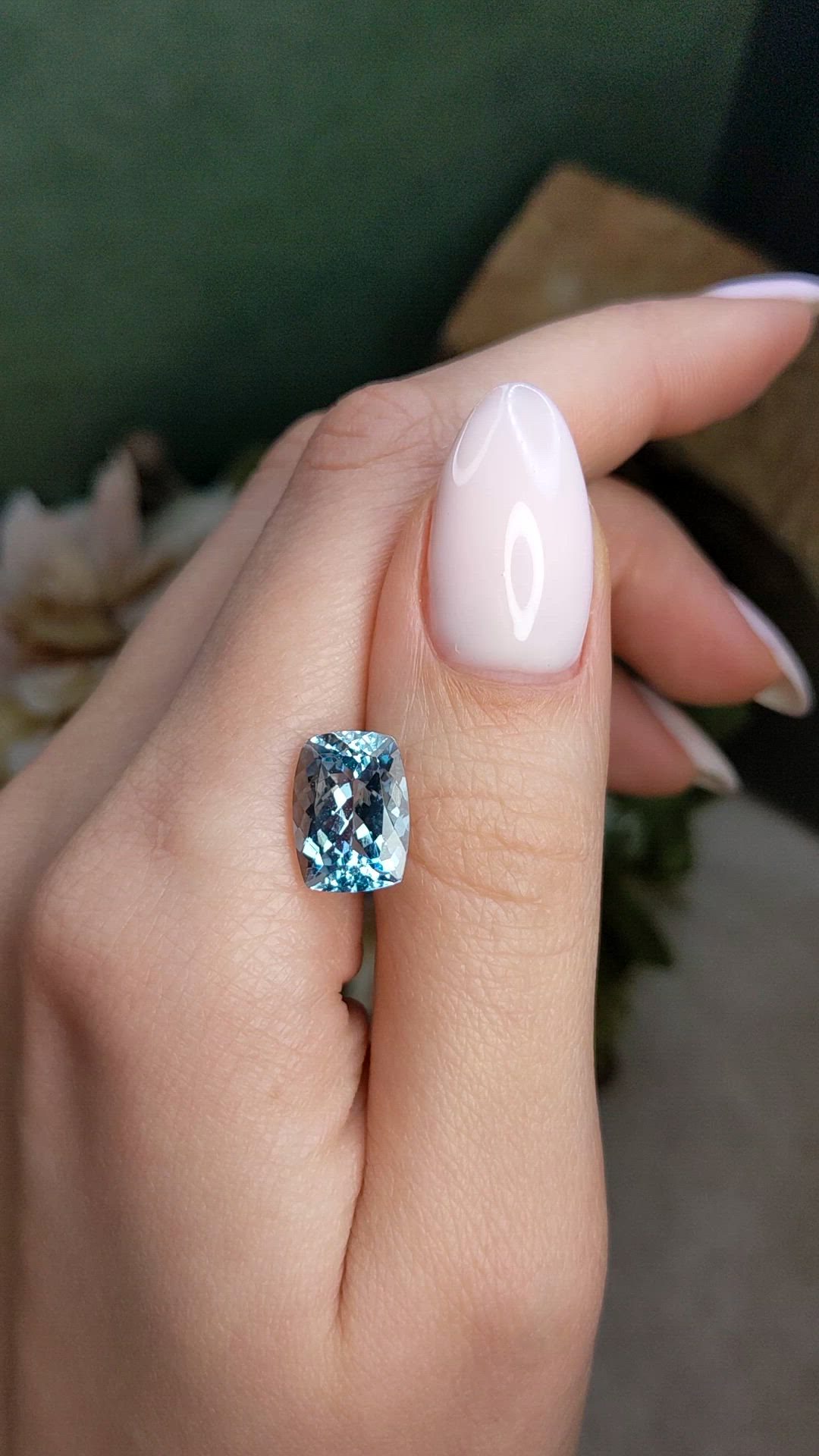 4.69 Ct. Blue Aquamarine from Brazil Size Video