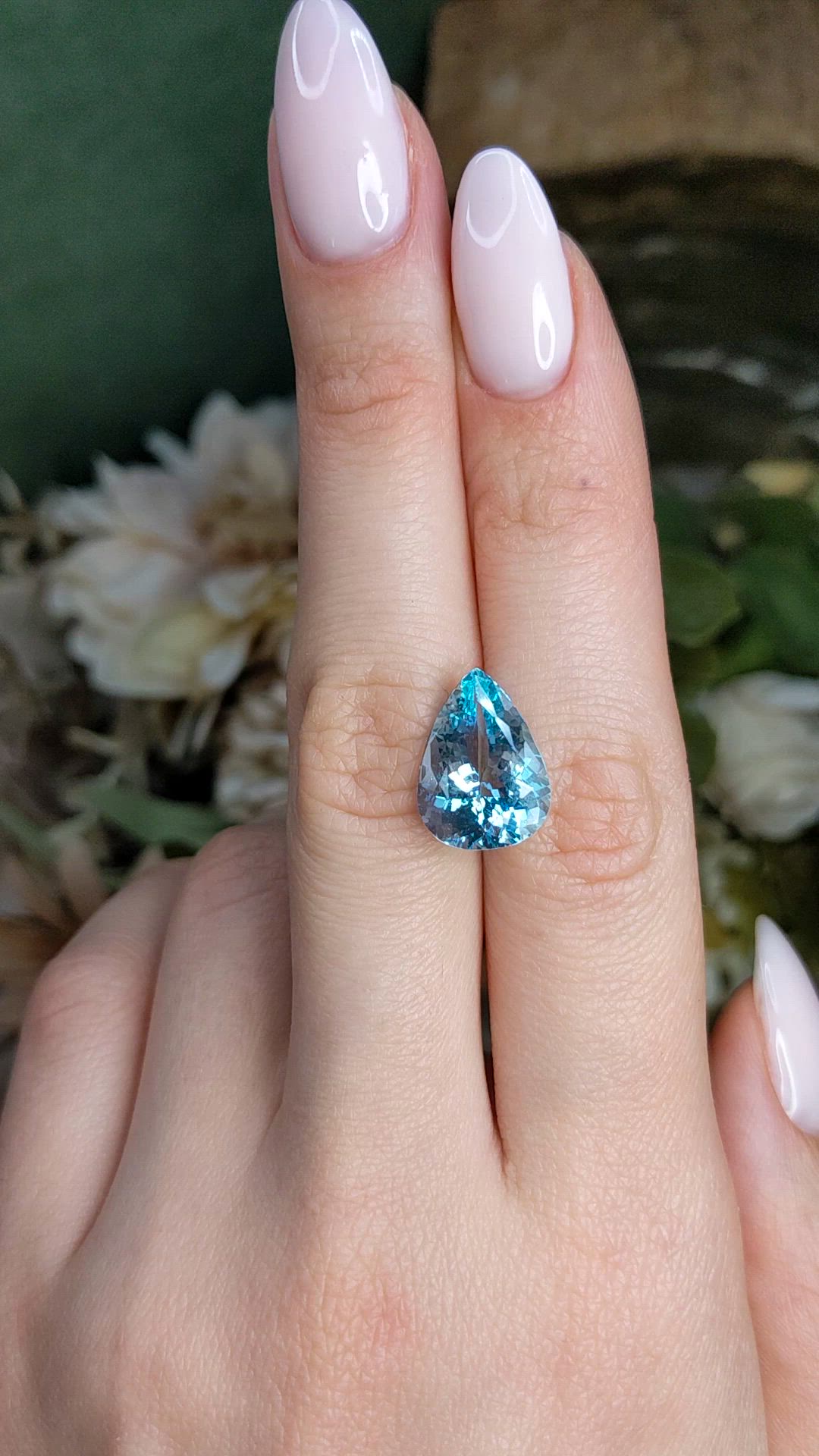5.92 Ct. Blue Aquamarine from Brazil Size Video