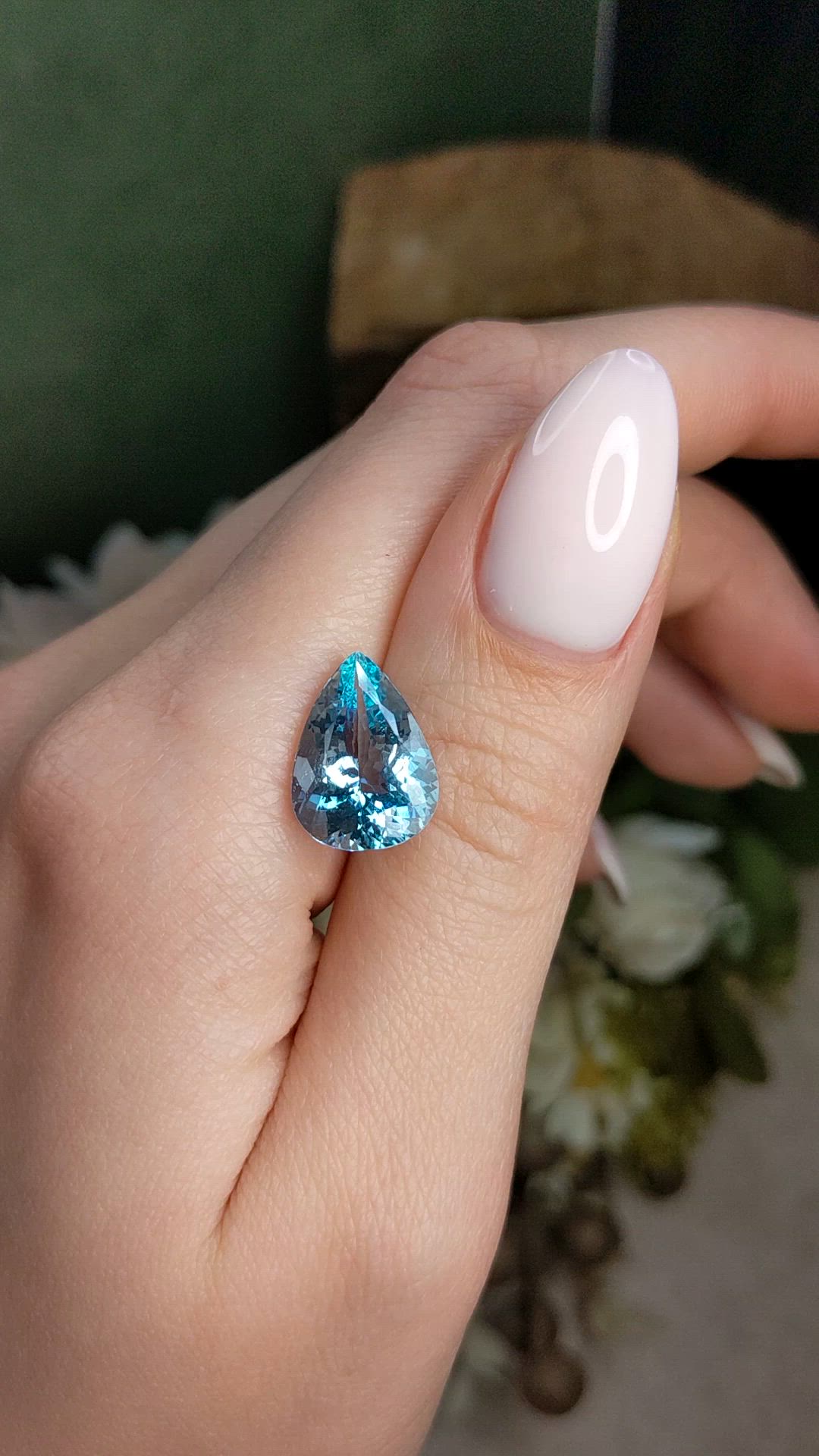 5.92 Ct. Blue Aquamarine from Brazil Size Video