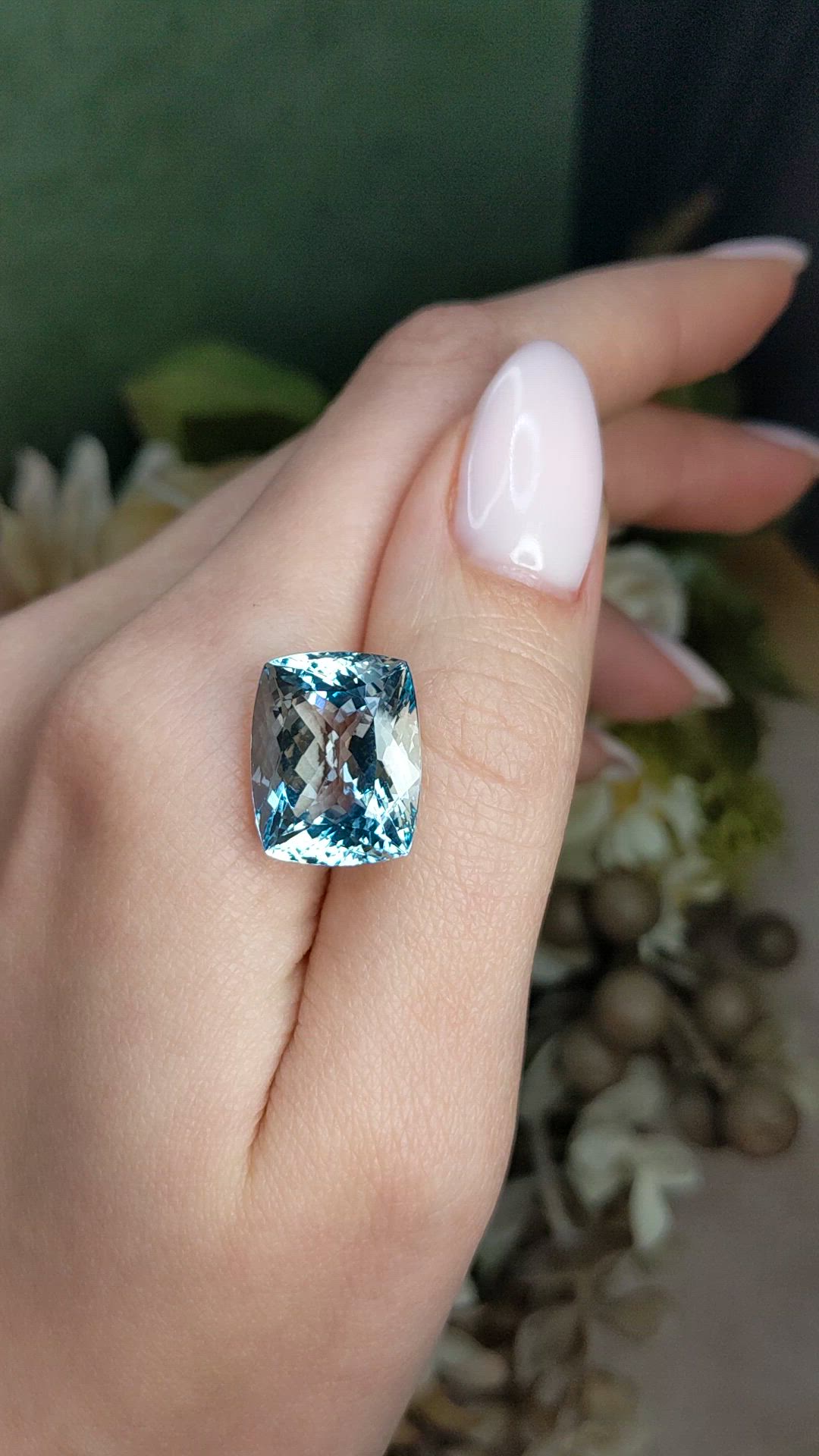 15.61 Ct. Blue Aquamarine from Brazil Size Video