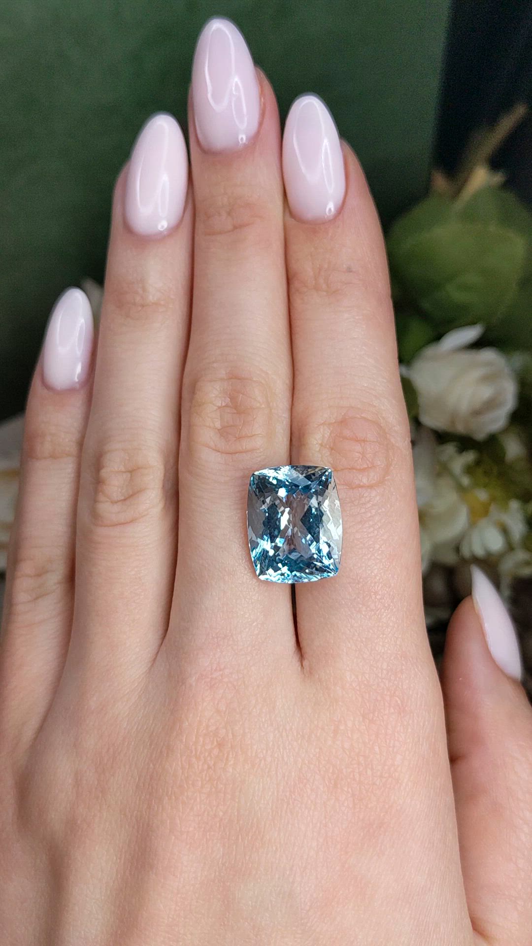 15.61 Ct. Blue Aquamarine from Brazil Size Video