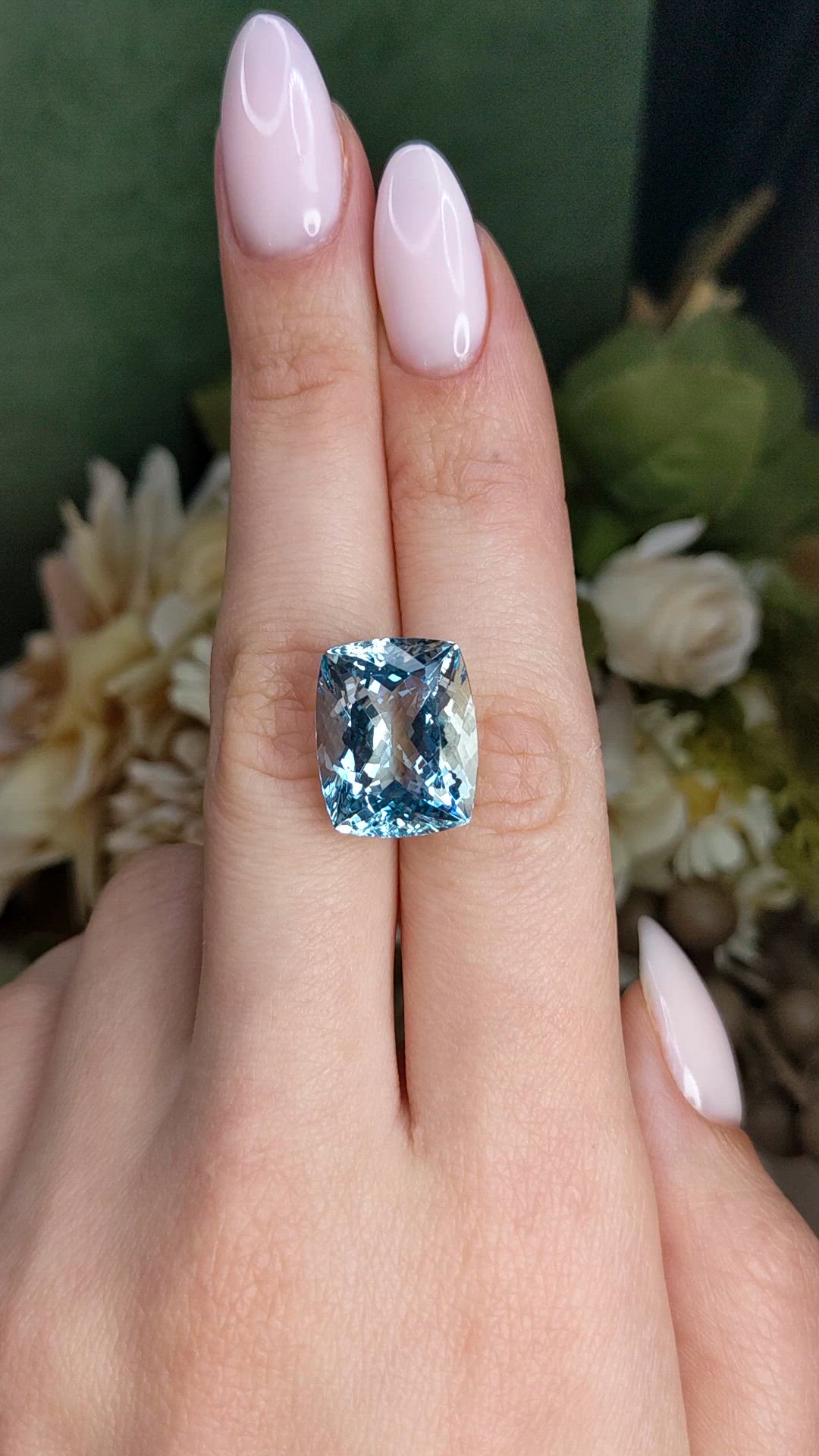 15.61 Ct. Blue Aquamarine from Brazil Size Video