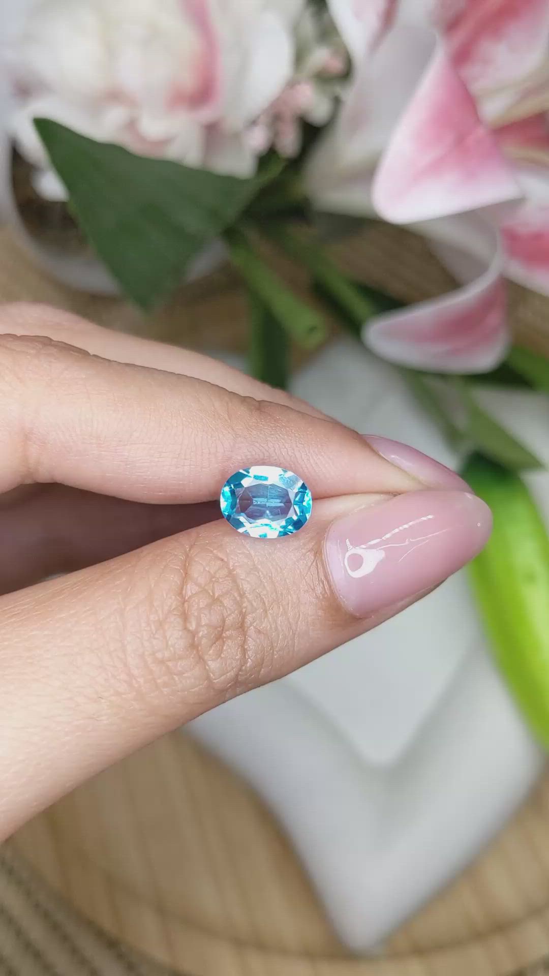 2.70 Ct. Swiss Blue Topaz from Ceylon (Sri Lanka) Size Video