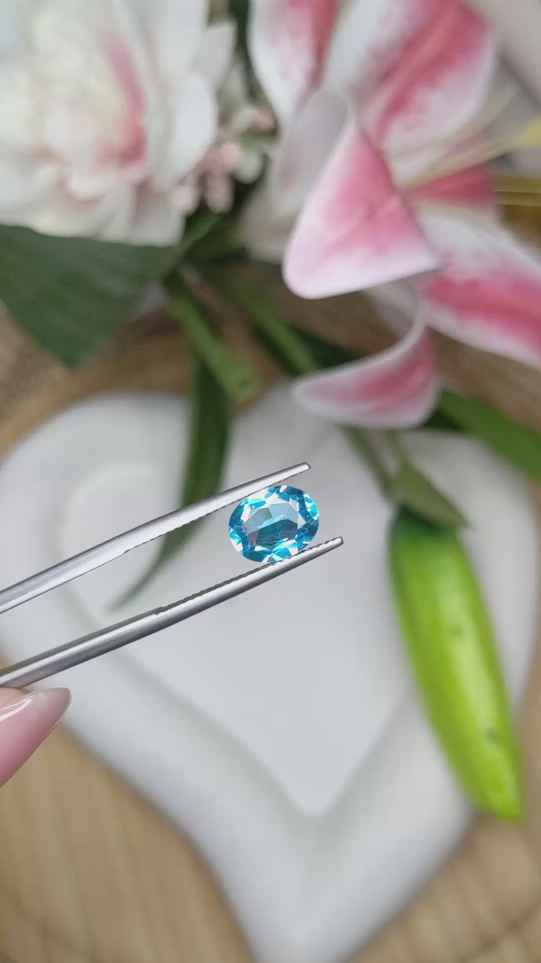 2.70 Ct. Swiss Blue Topaz from Ceylon (Sri Lanka) Size Video