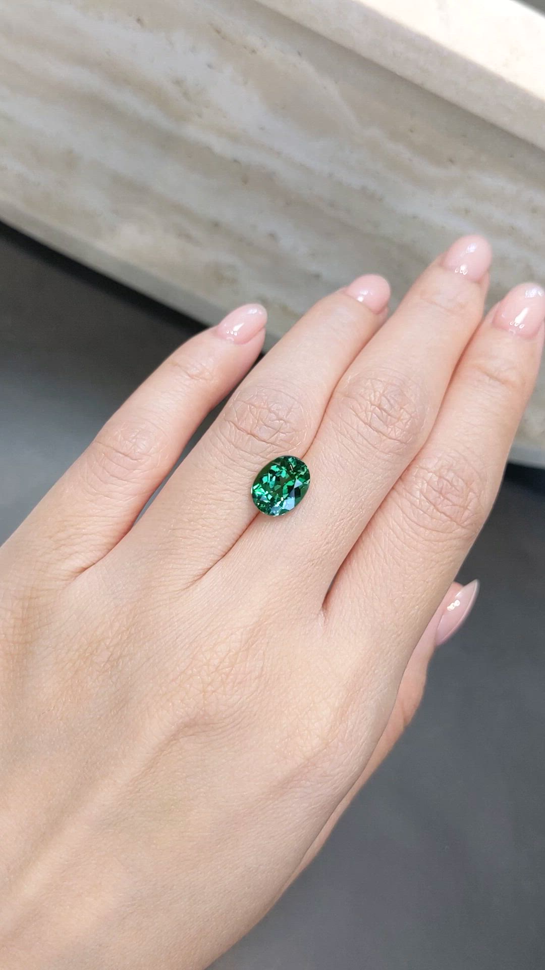 2.76 Ct. Bluish Green Tourmaline from Brazil Size Video