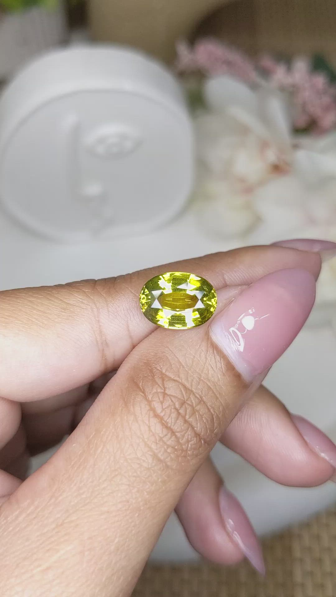 4.25 Ct. Greenish Yellow Chrysoberyl from Ceylon (Sri Lanka) Size Video