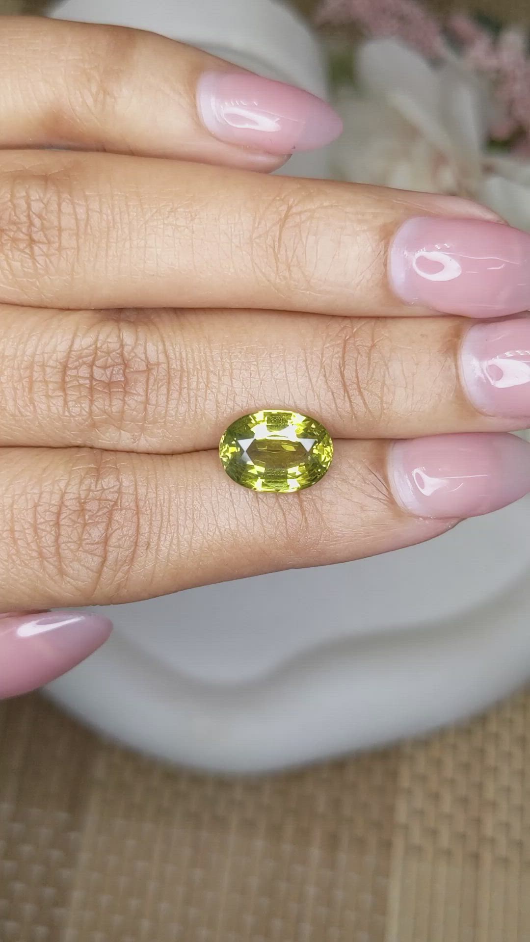 4.25 Ct. Greenish Yellow Chrysoberyl from Ceylon (Sri Lanka) Size Video