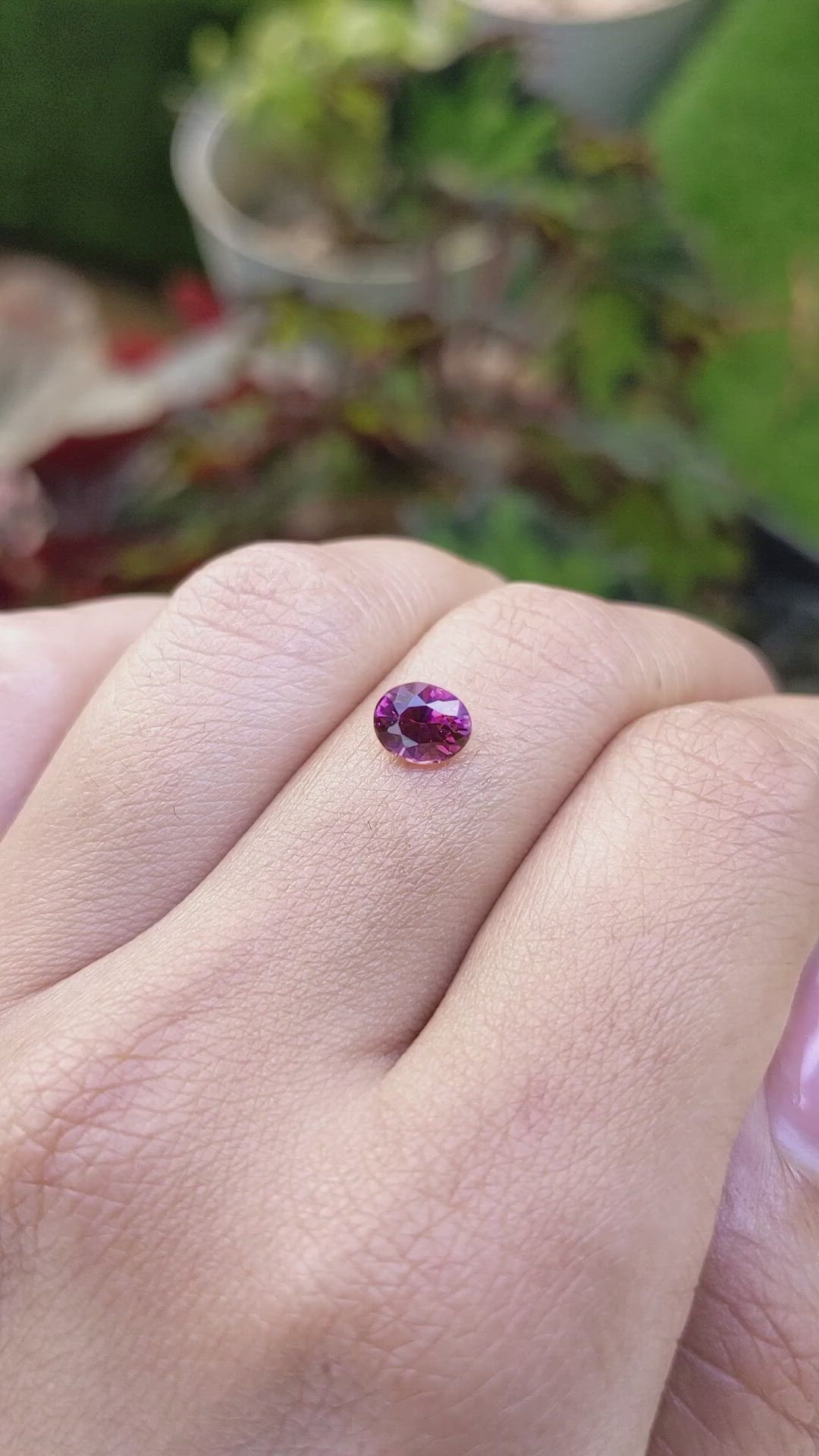 0.97 Ct. Purplish Pink Garnet from Ceylon (Sri Lanka) Size Video