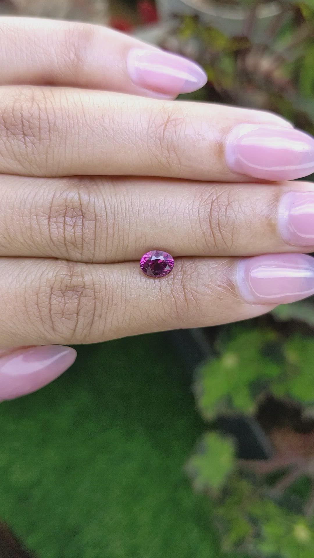 0.97 Ct. Purplish Pink Garnet from Ceylon (Sri Lanka) Size Video