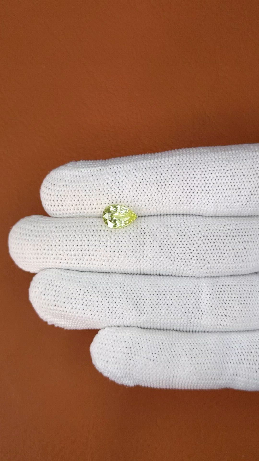 1.97 Ct. Greenish Yellow Chrysoberyl from Ceylon (Sri Lanka) Size Video