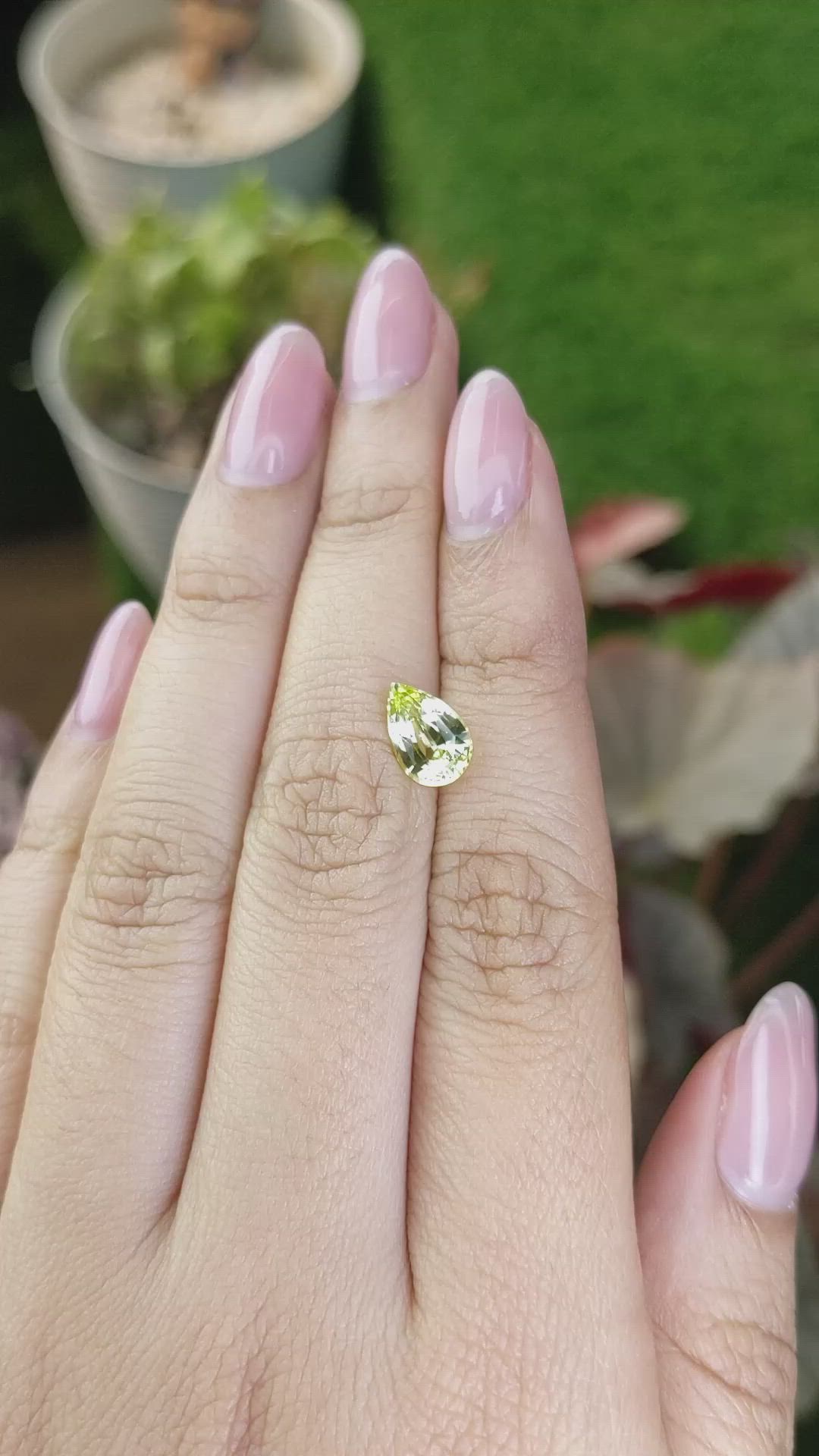 1.97 Ct. Greenish Yellow Chrysoberyl from Ceylon (Sri Lanka) Size Video