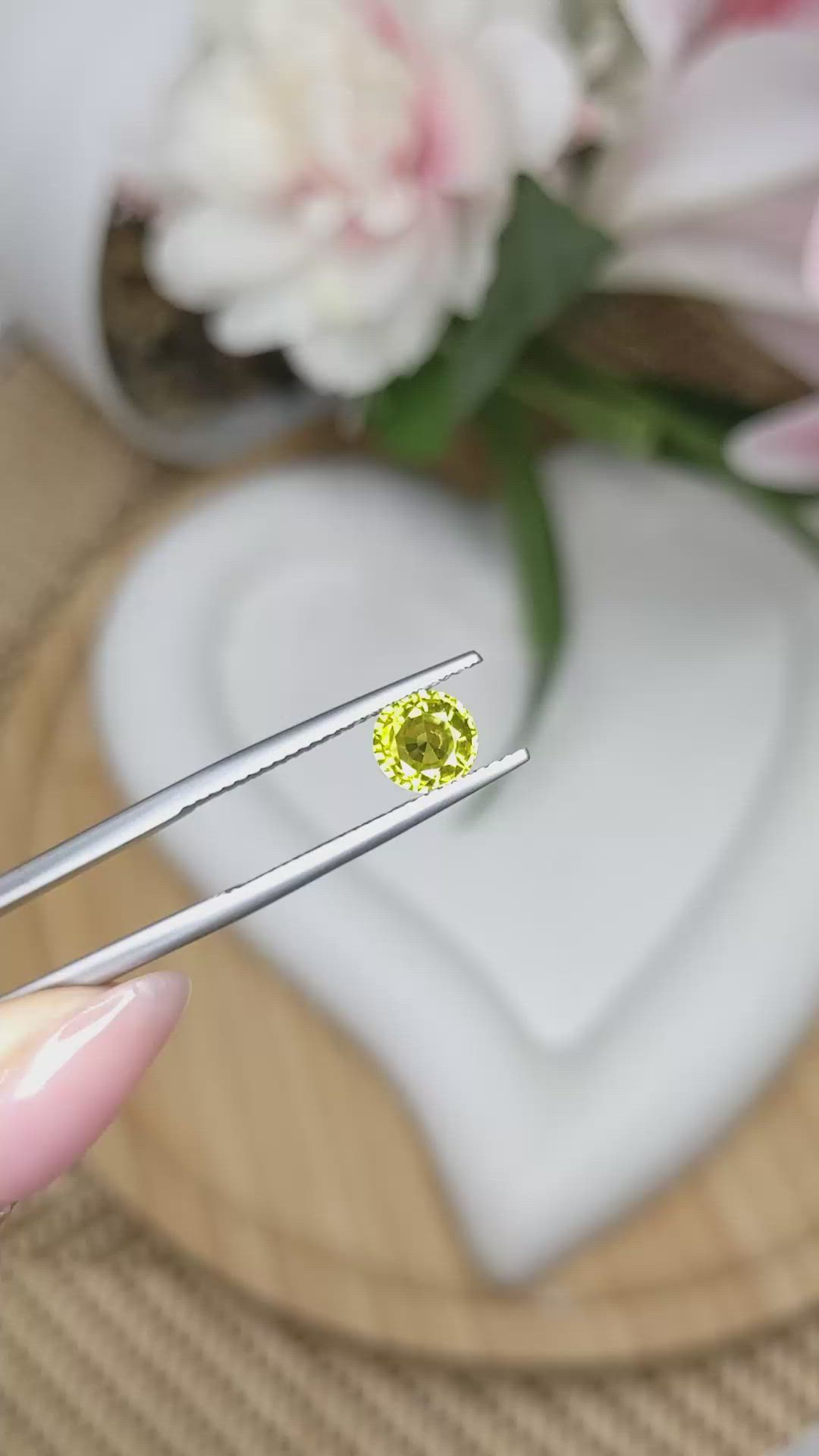 0.96 Ct. Greenish Yellow Chrysoberyl from Ceylon (Sri Lanka) Size Video