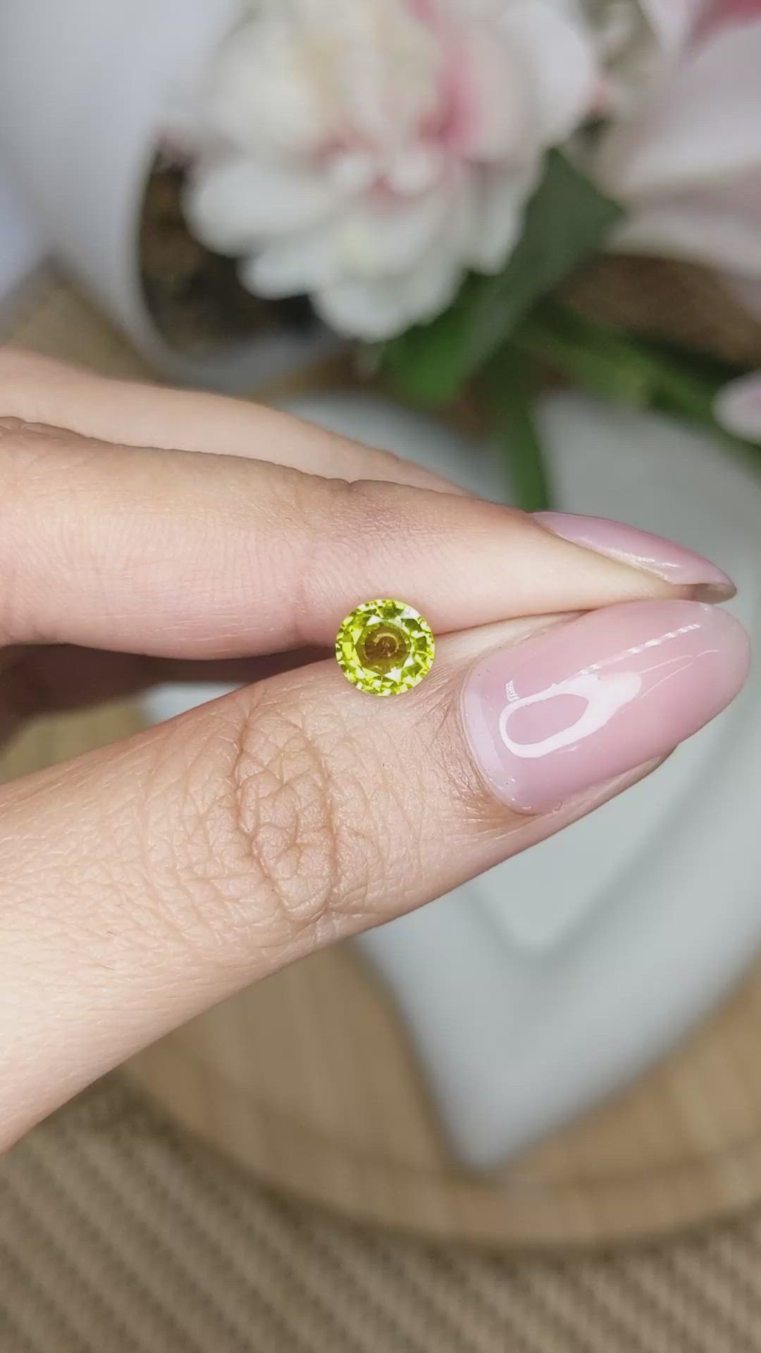 0.96 Ct. Greenish Yellow Chrysoberyl from Ceylon (Sri Lanka) Size Video