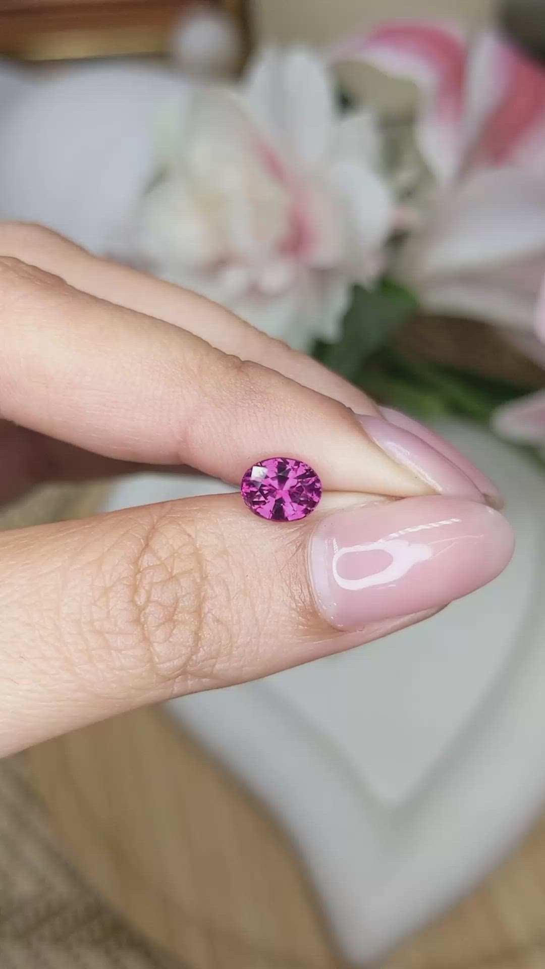 1.25 Ct. Purplish Pink Garnet from Ceylon (Sri Lanka) Size Video