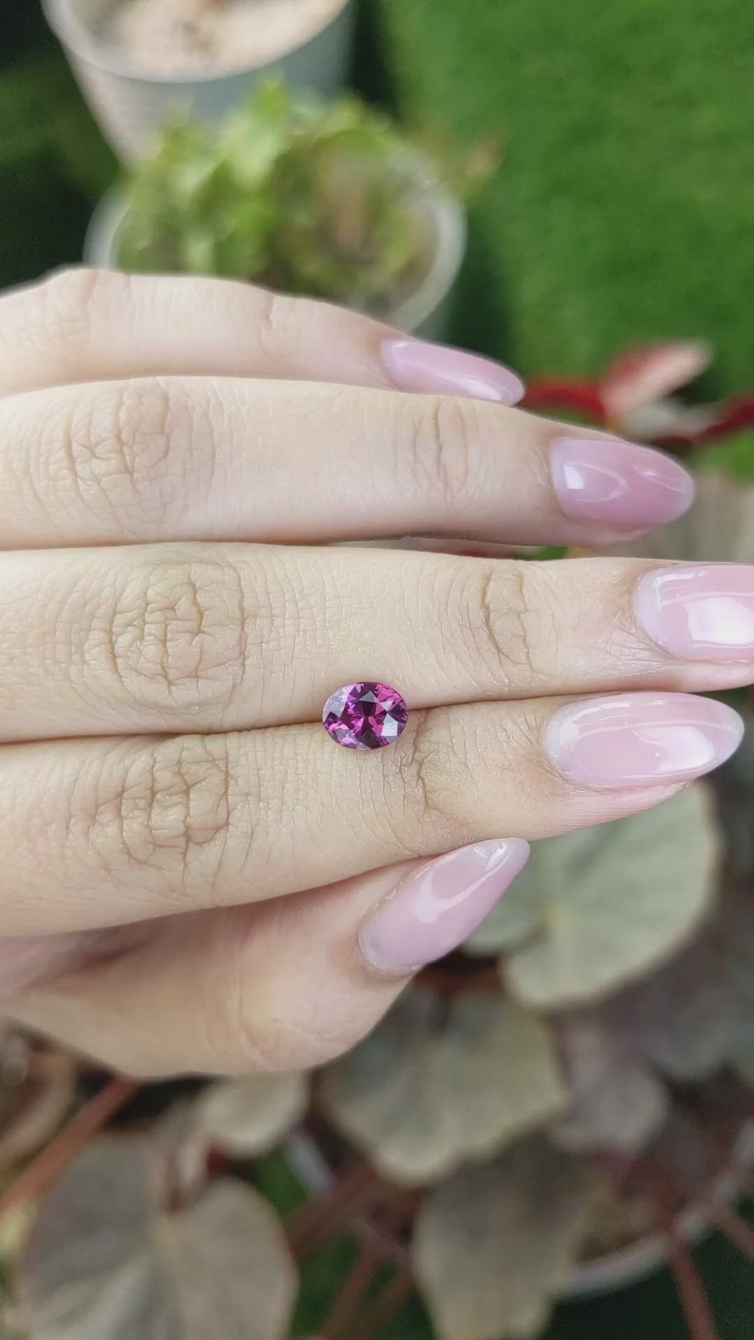 1.25 Ct. Purplish Pink Garnet from Ceylon (Sri Lanka) Size Video
