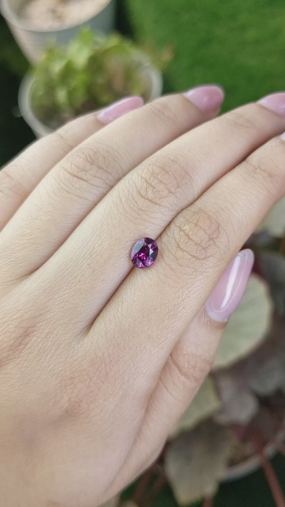 1.25 Ct. Purplish Pink Garnet from Ceylon (Sri Lanka) Size Video