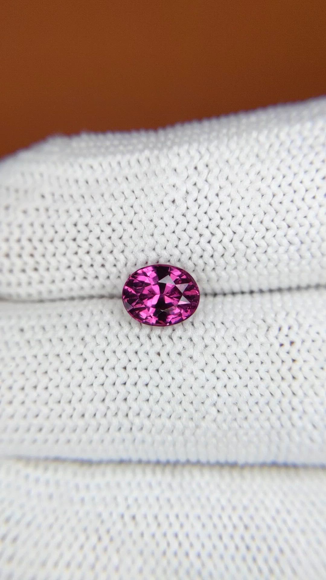 1.25 Ct. Purplish Pink Garnet from Ceylon (Sri Lanka) Size Video