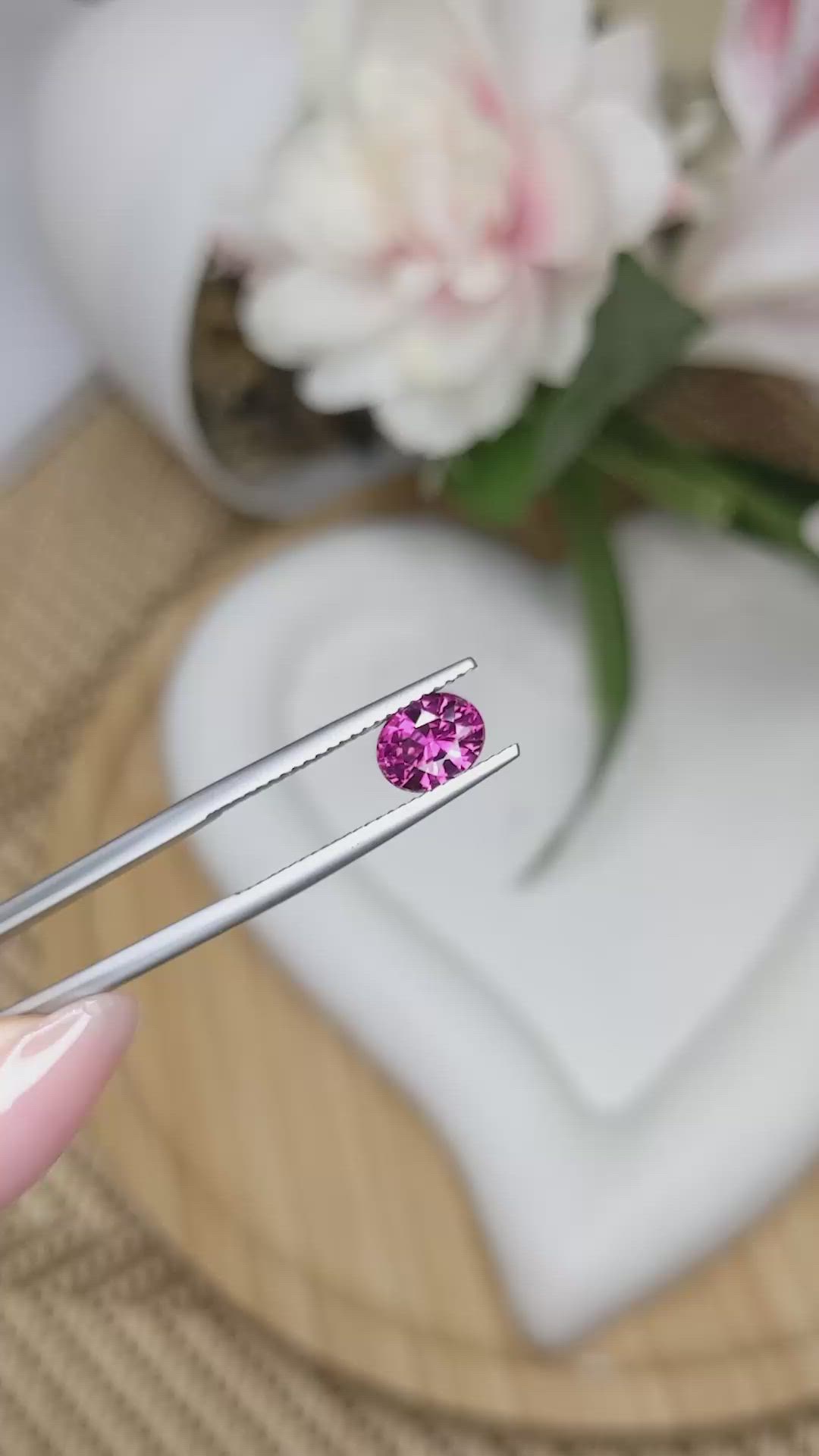 1.25 Ct. Purplish Pink Garnet from Ceylon (Sri Lanka) Size Video