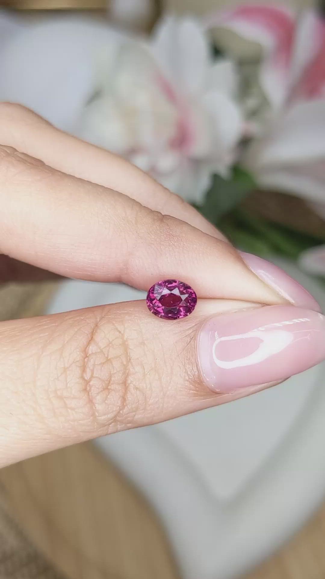 1.23 Ct. Purplish Pink Garnet from Ceylon (Sri Lanka) Size Video