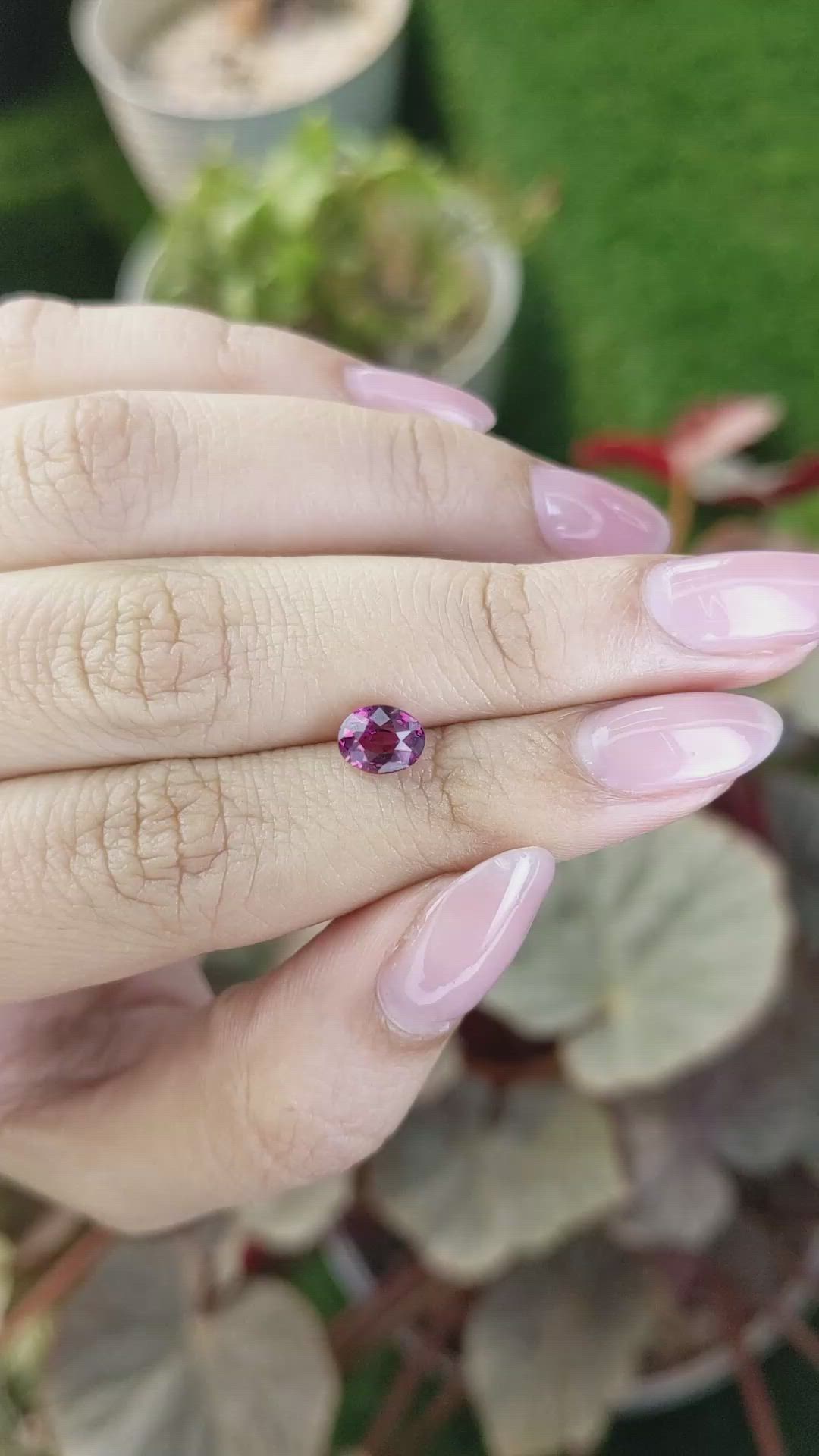 1.23 Ct. Purplish Pink Garnet from Ceylon (Sri Lanka) Size Video