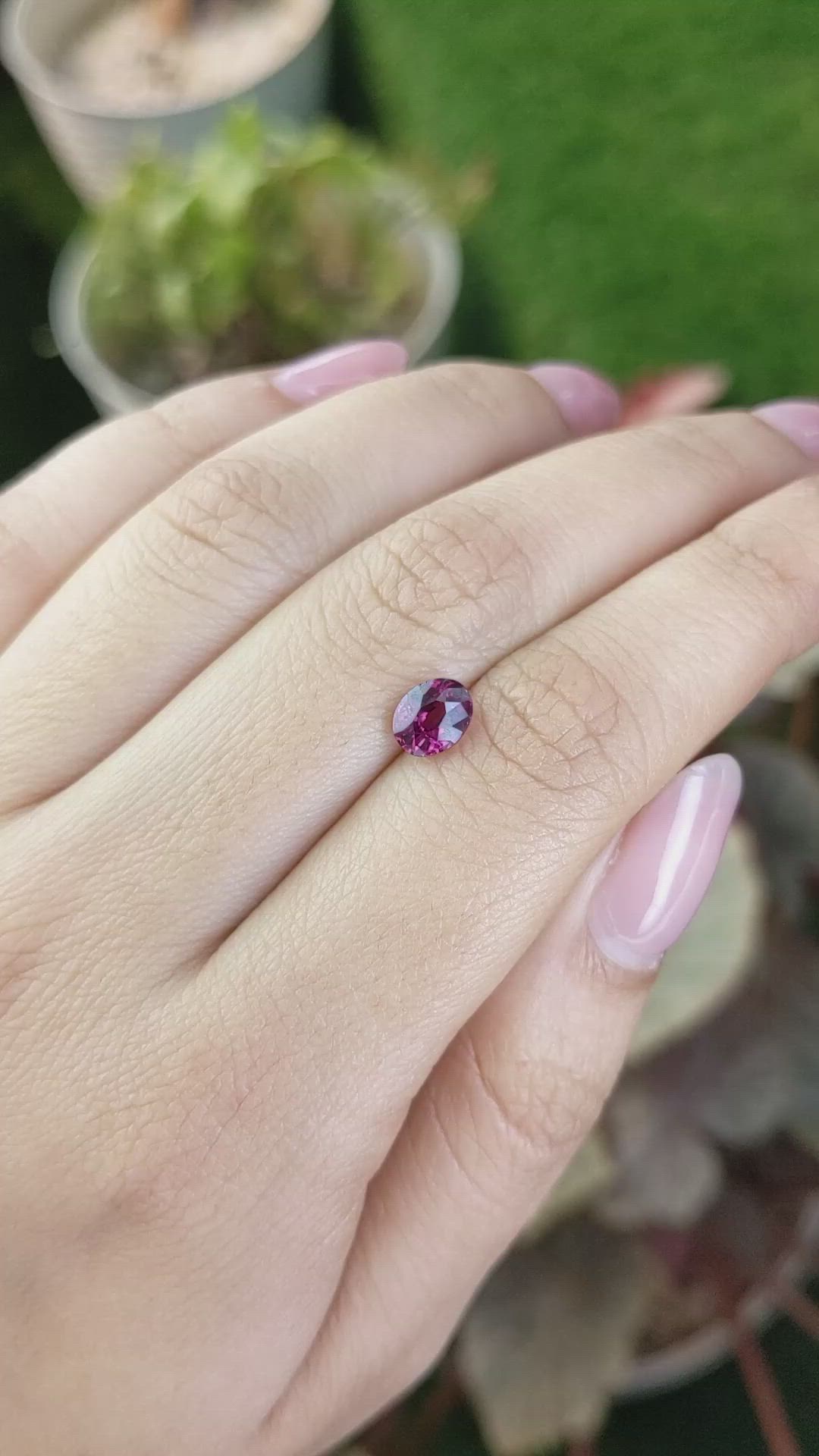 1.23 Ct. Purplish Pink Garnet from Ceylon (Sri Lanka) Size Video