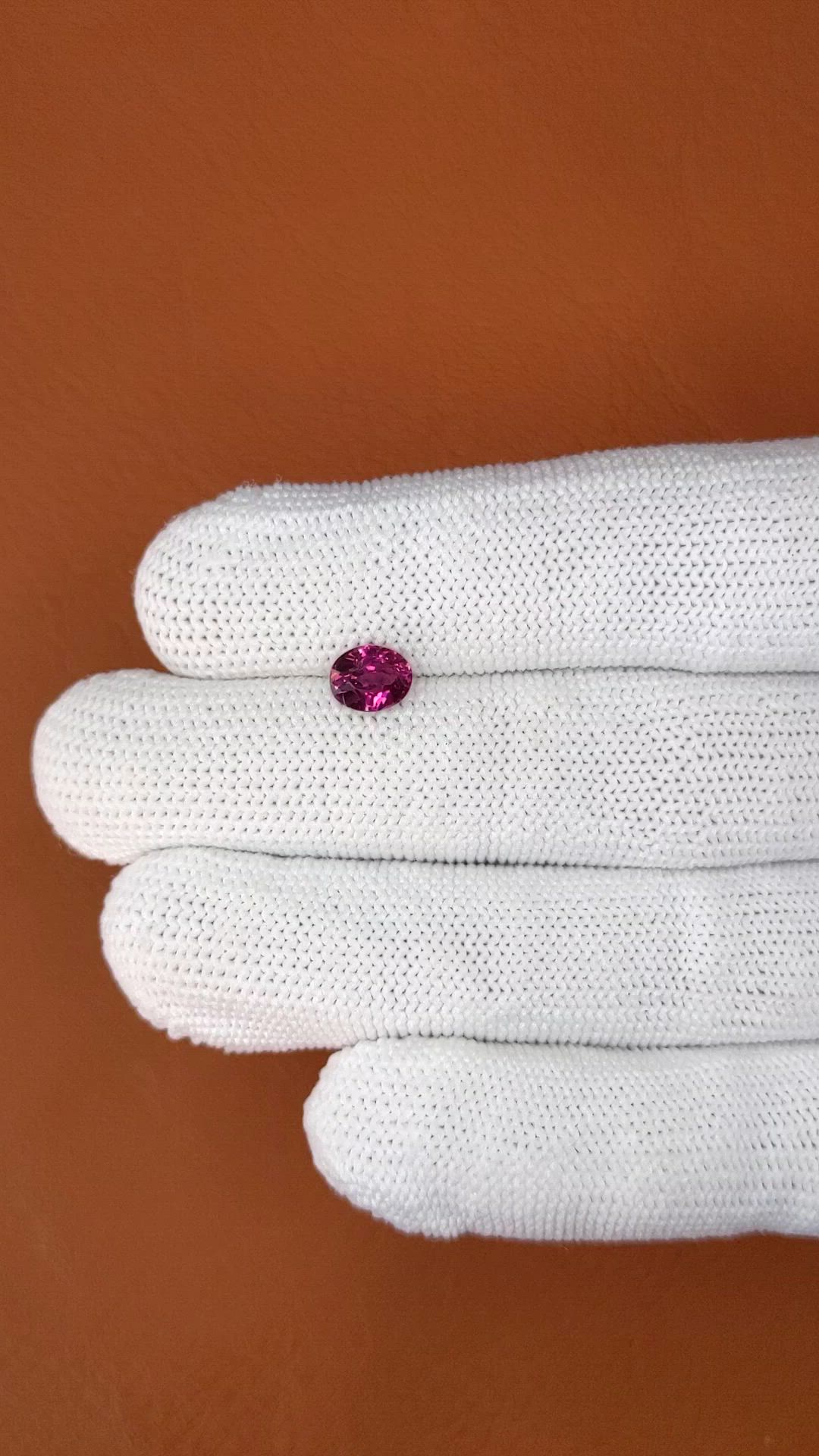 1.23 Ct. Purplish Pink Garnet from Ceylon (Sri Lanka) Size Video