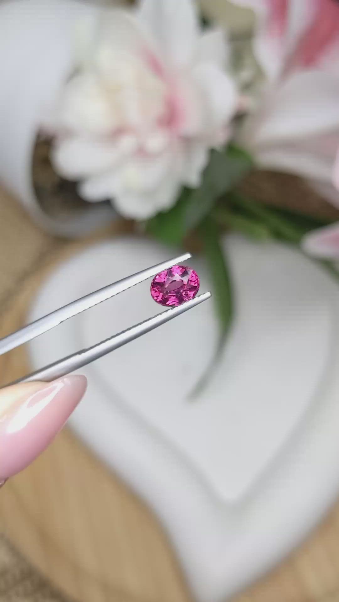 1.23 Ct. Purplish Pink Garnet from Ceylon (Sri Lanka) Size Video